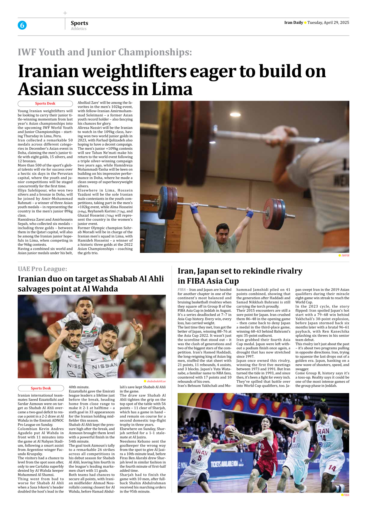 Iran Daily - Number Seven Thousand Eight Hundred and Eighteen - 29 April 2025 - Page 6