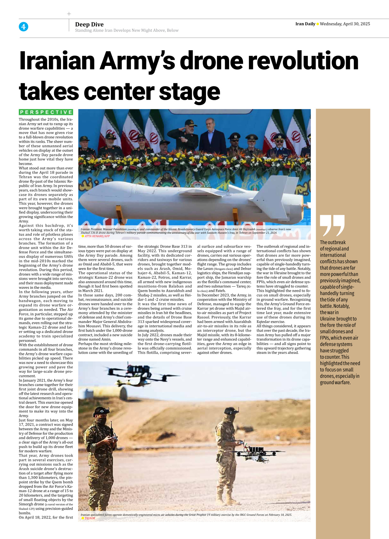 Iran Daily - Number Seven Thousand Eight Hundred and Nineteen - 30 April 2025 - Page 4