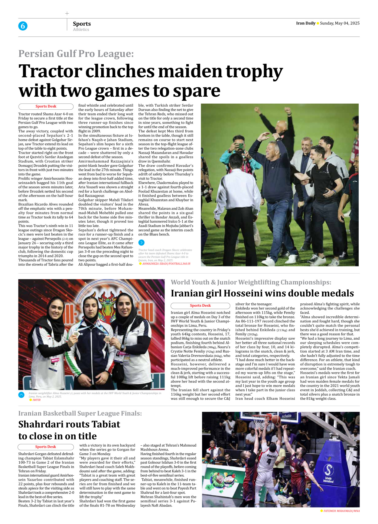 Iran Daily - Number Seven Thousand Eight Hundred and Twenty Two - 04 May 2025 - Page 6