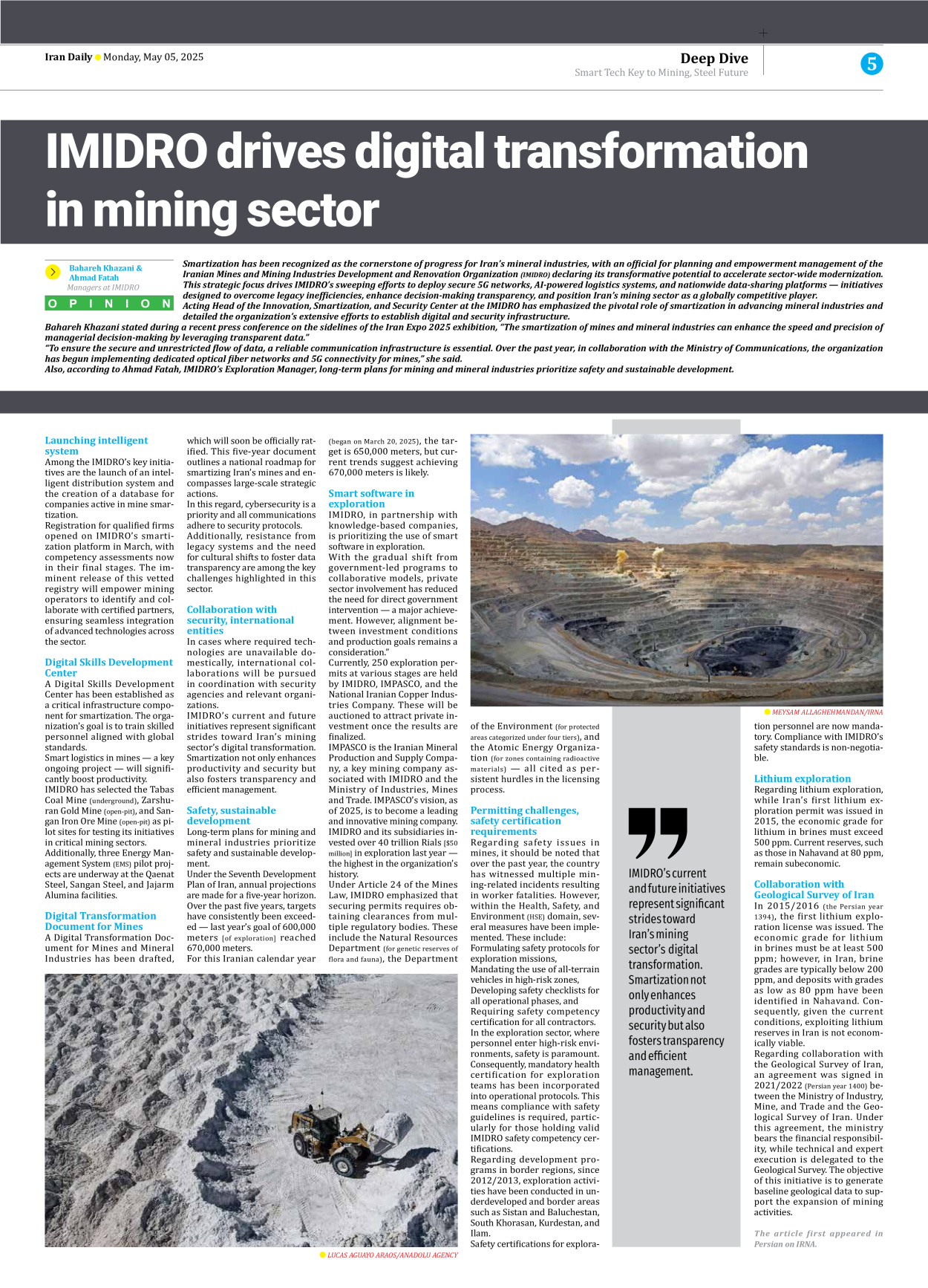 Iran Daily - Number Seven Thousand Eight Hundred and Twenty Three - 05 May 2025 - Page 5