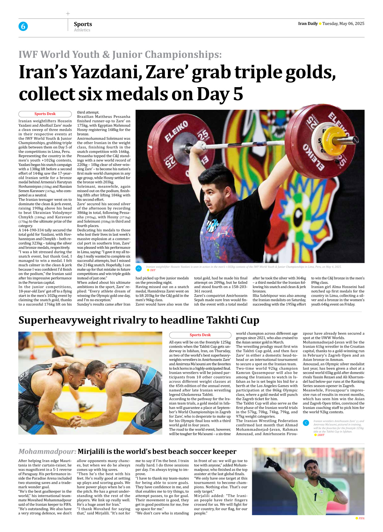 Iran Daily - Number Seven Thousand Eight Hundred and Twenty Four - 06 May 2025 - Page 6