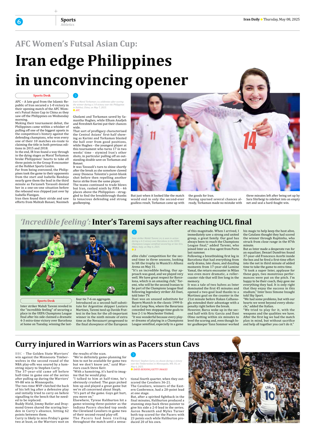 Iran Daily - Number Seven Thousand Eight Hundred and Twenty Six - 08 May 2025 - Page 6
