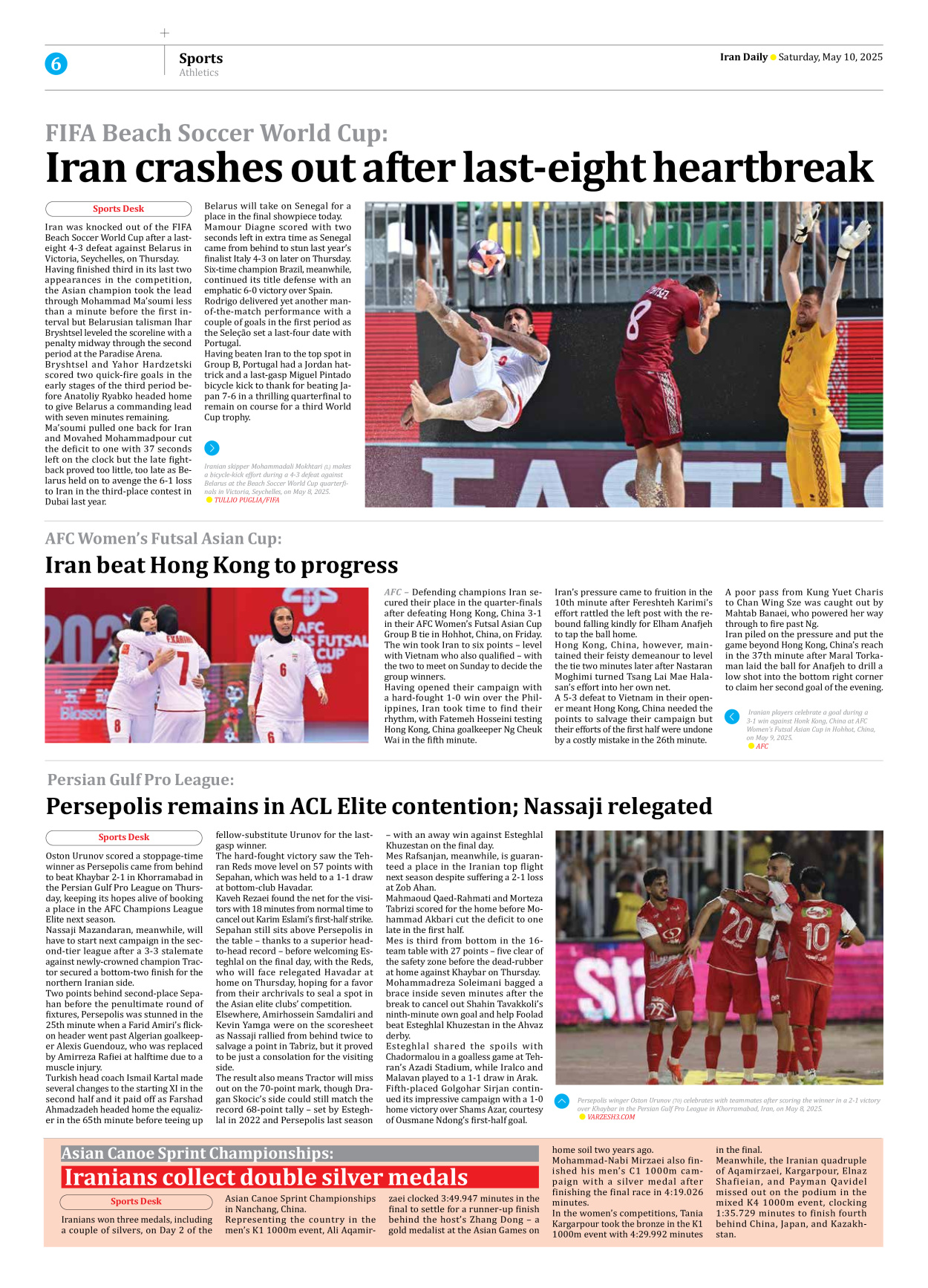 Iran Daily - Number Seven Thousand Eight Hundred and Twenty Seven - 10 May 2025 - Page 6