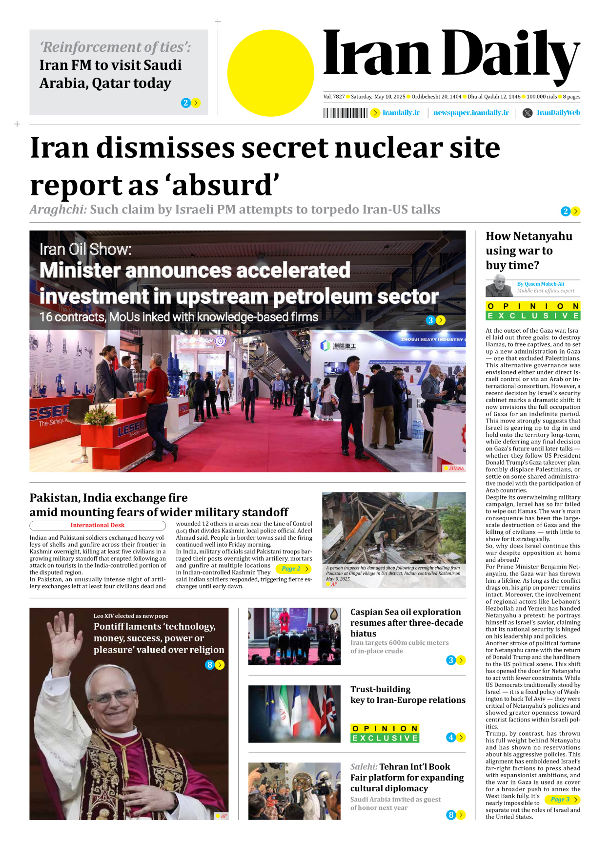 Iran Daily - Number Seven Thousand Eight Hundred and Twenty Seven - 10 May 2025