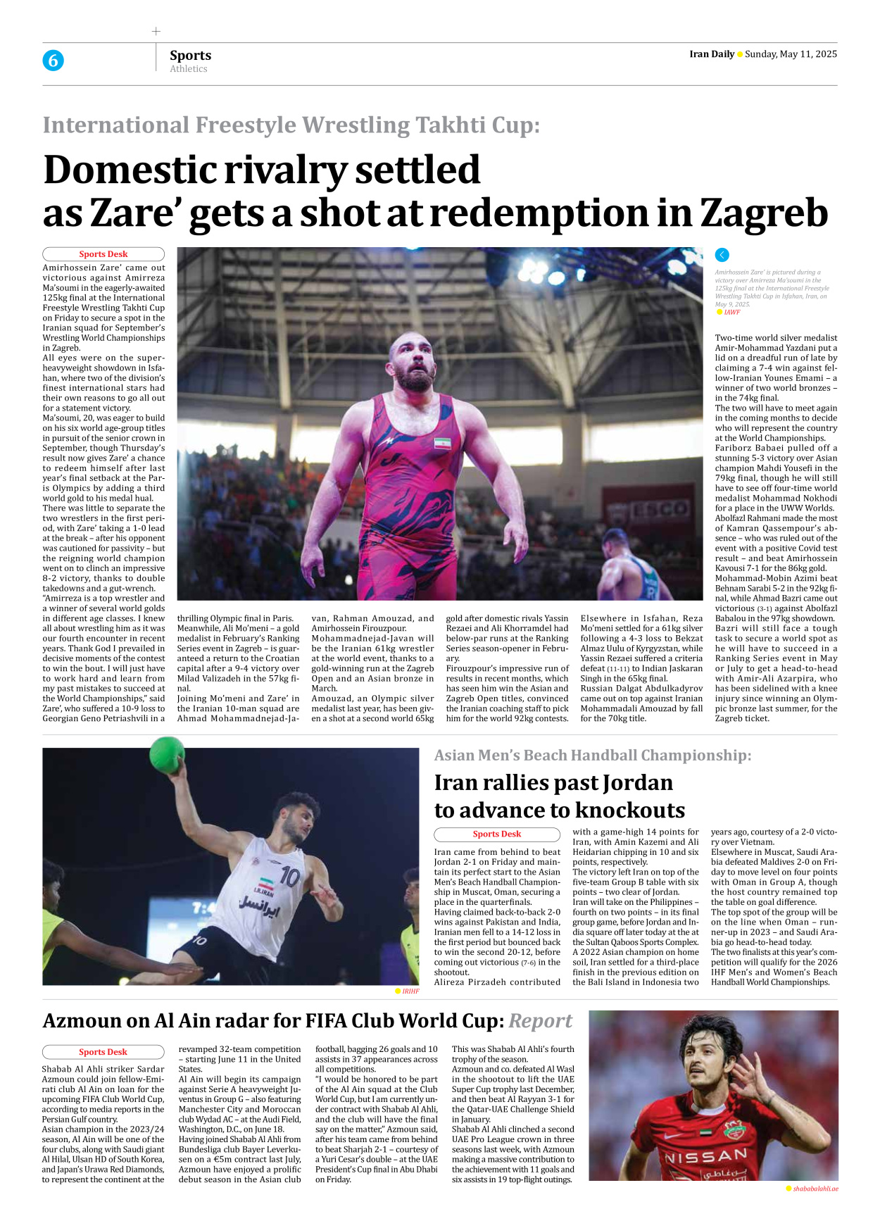 Iran Daily - Number Seven Thousand Eight Hundred and Twenty Eight - 11 May 2025 - Page 6