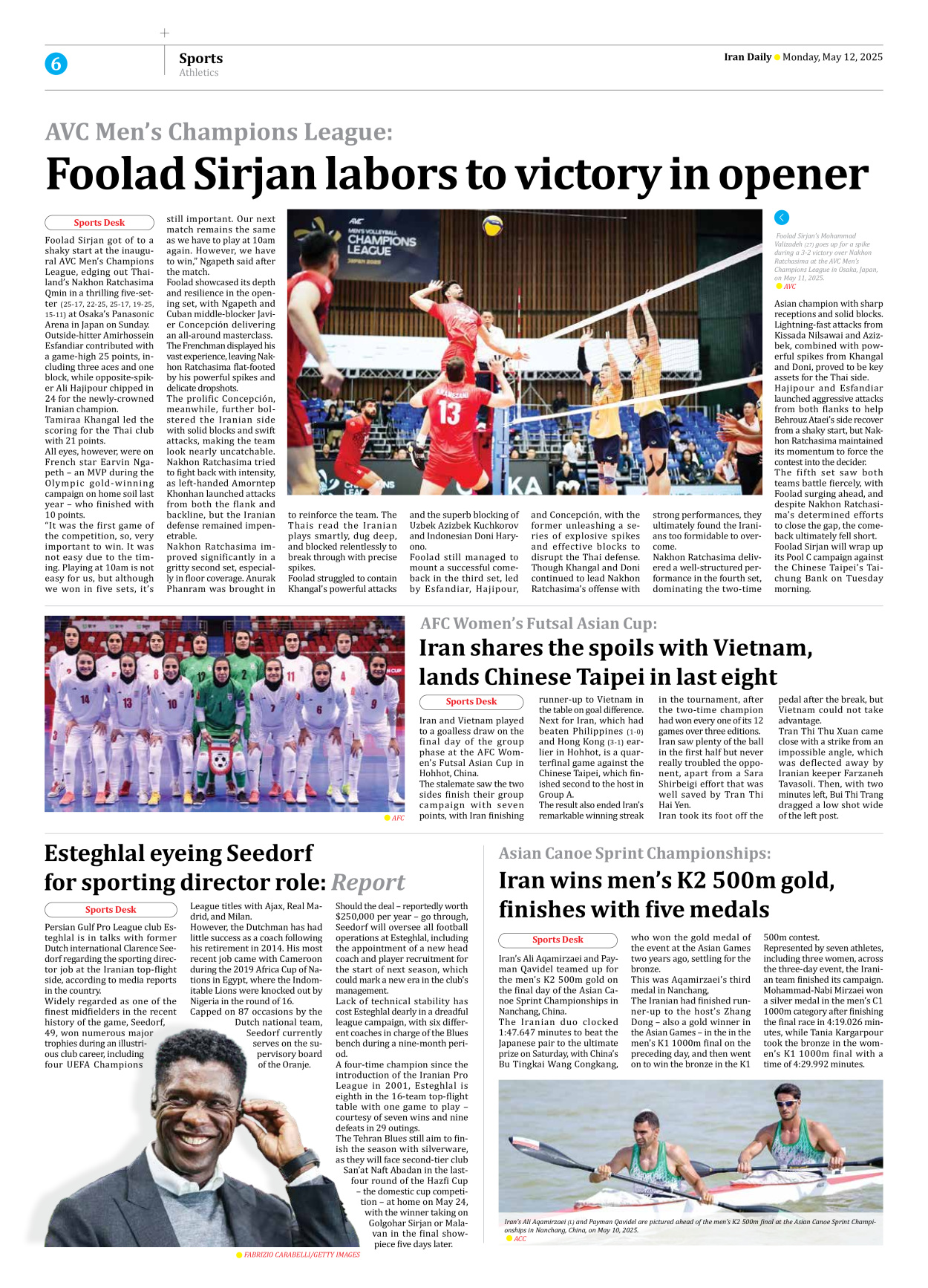 Iran Daily - Number Seven Thousand Eight Hundred and Twenty Nine - 12 May 2025 - Page 6