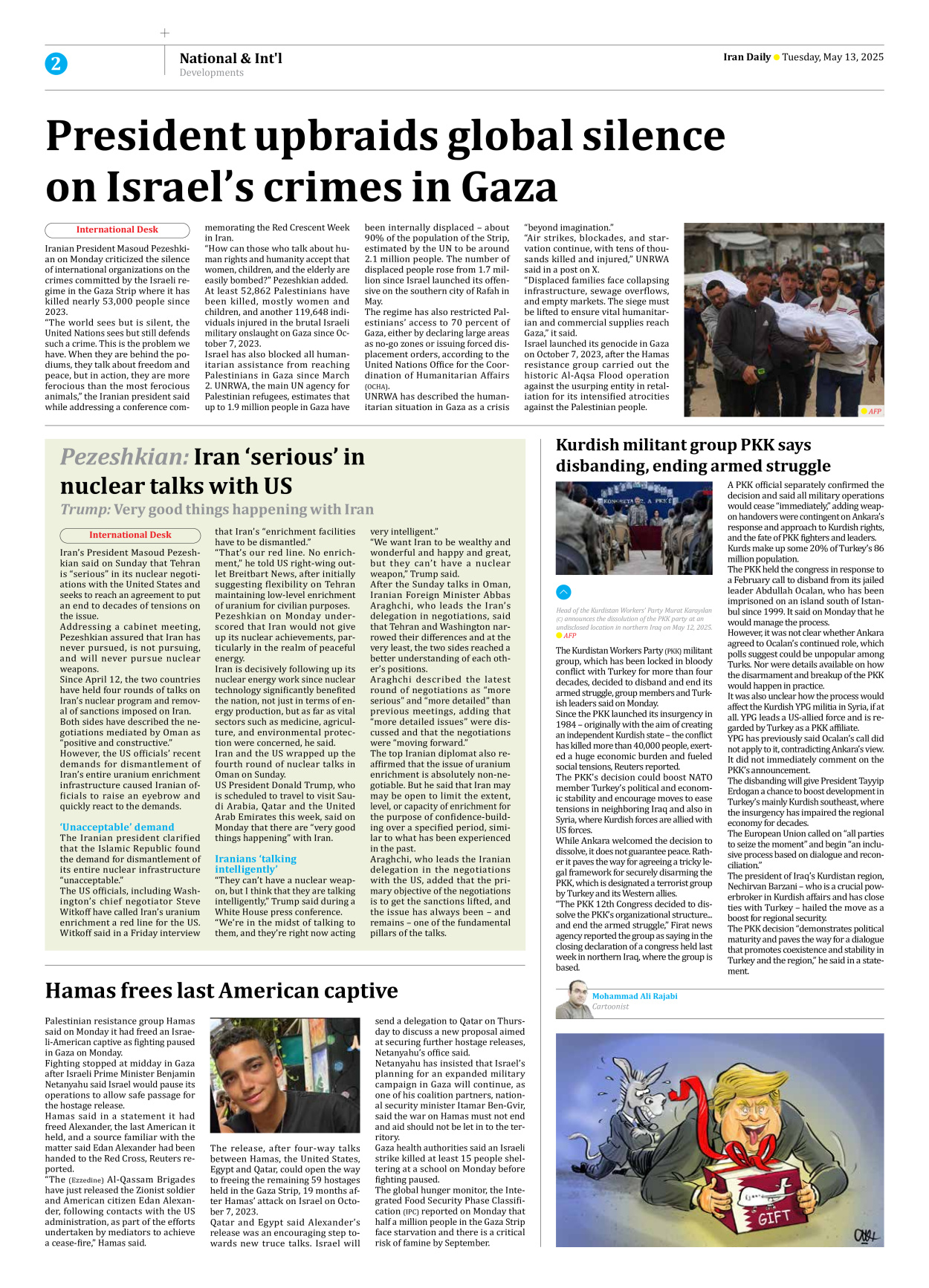 Iran Daily - Number Seven Thousand Eight Hundred and Thirty - 13 May 2025 - Page 2