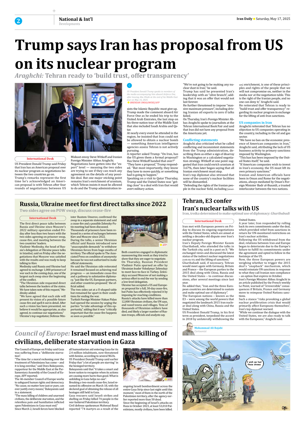 Iran Daily - Number Seven Thousand Eight Hundred and Thirty Three - 17 May 2025 - Page 2