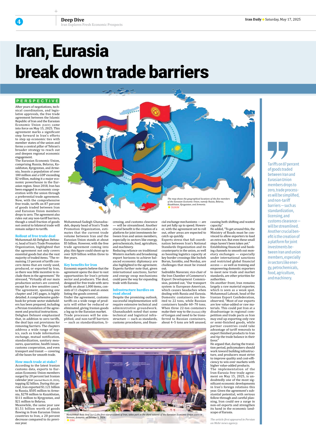 Iran Daily - Number Seven Thousand Eight Hundred and Thirty Three - 17 May 2025 - Page 4