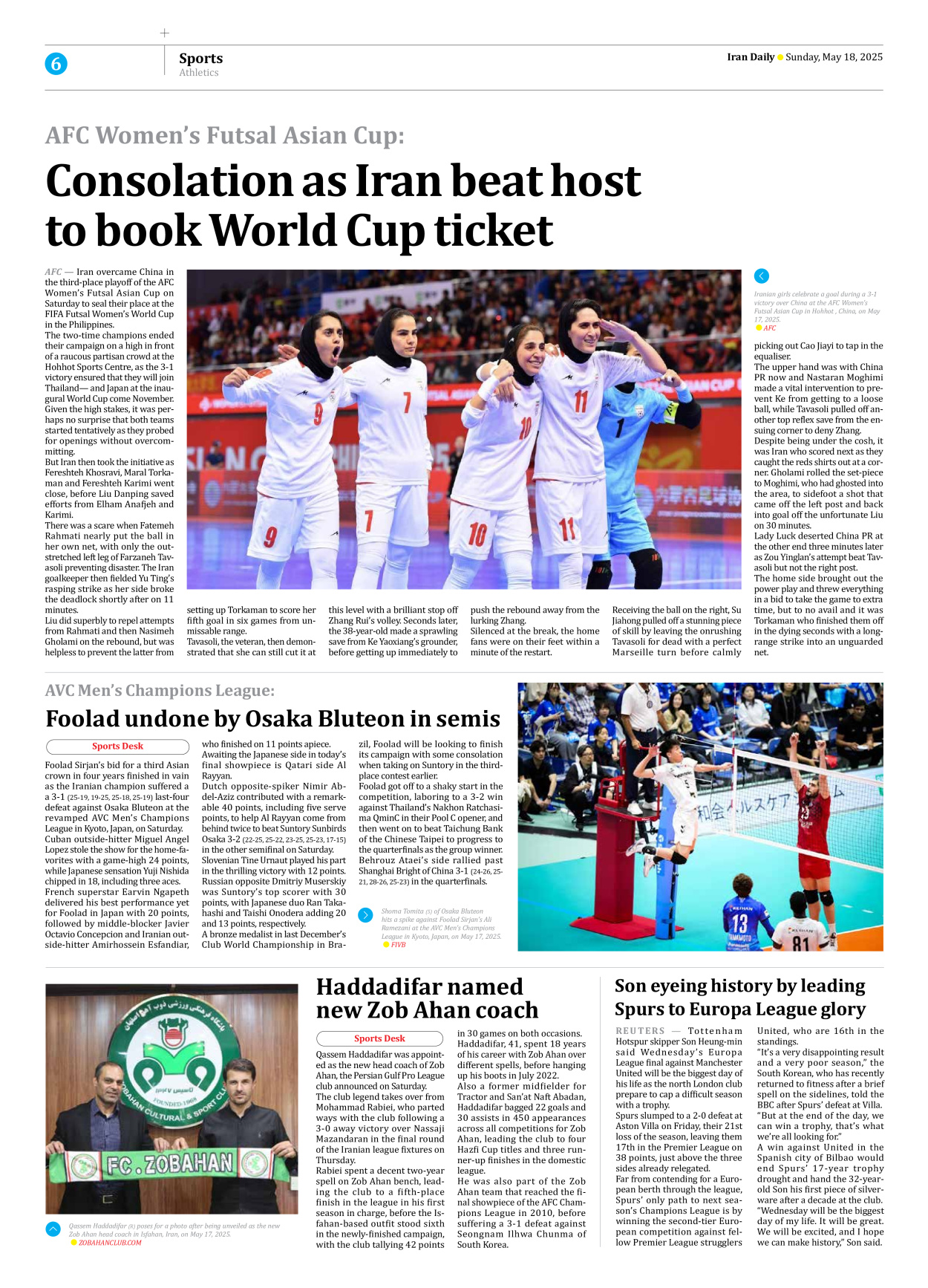 Iran Daily - Number Seven Thousand Eight Hundred and Thirty Four - 18 May 2025 - Page 6