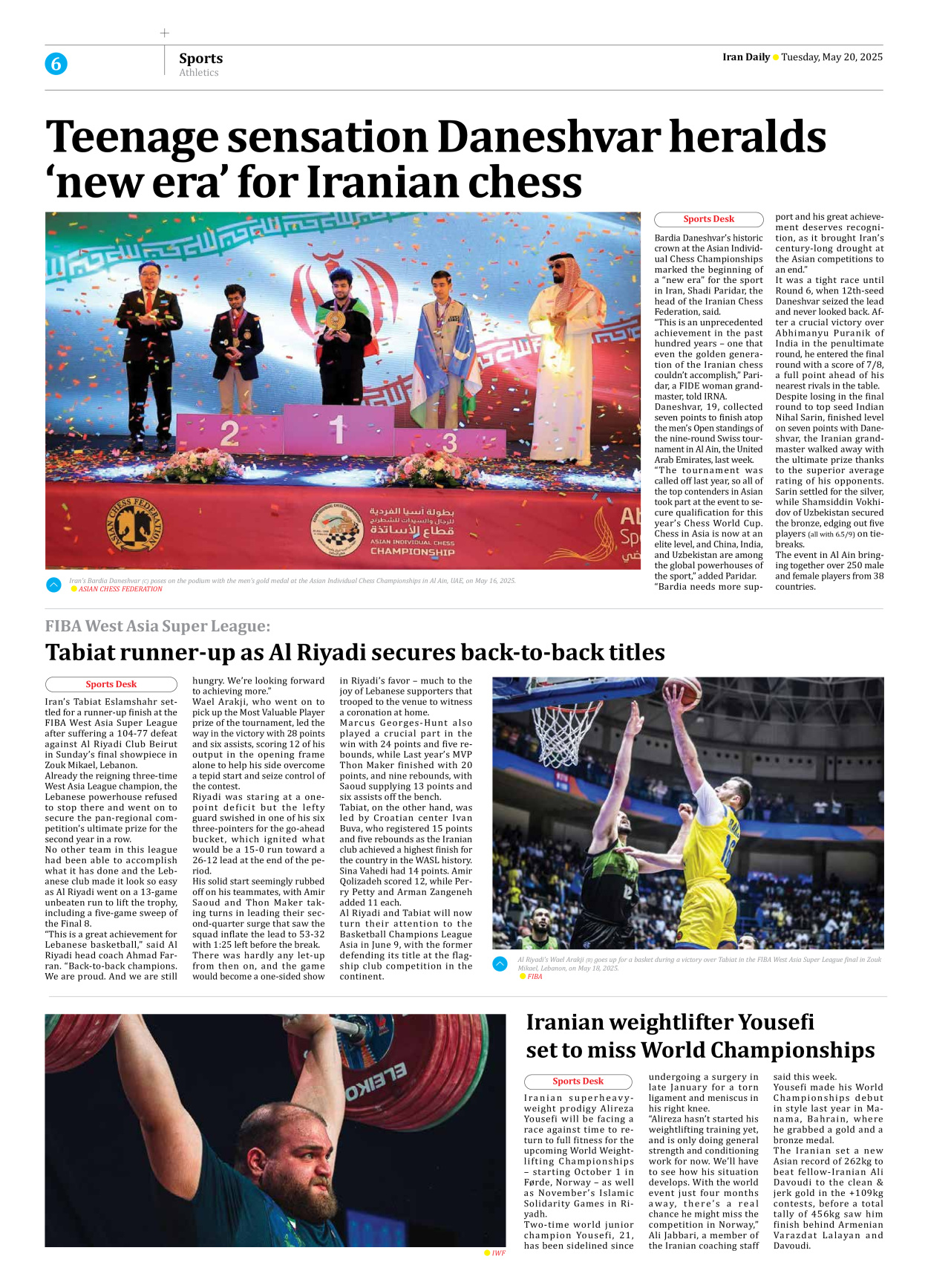 Iran Daily - Number Seven Thousand Eight Hundred and Thirty Six - 20 May 2025 - Page 6