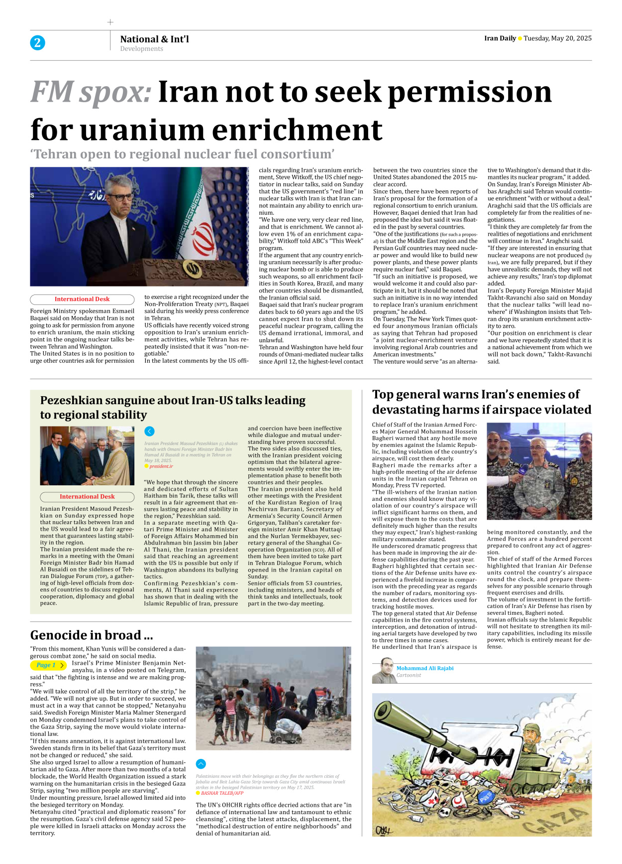 Iran Daily - Number Seven Thousand Eight Hundred and Thirty Six - 20 May 2025 - Page 2