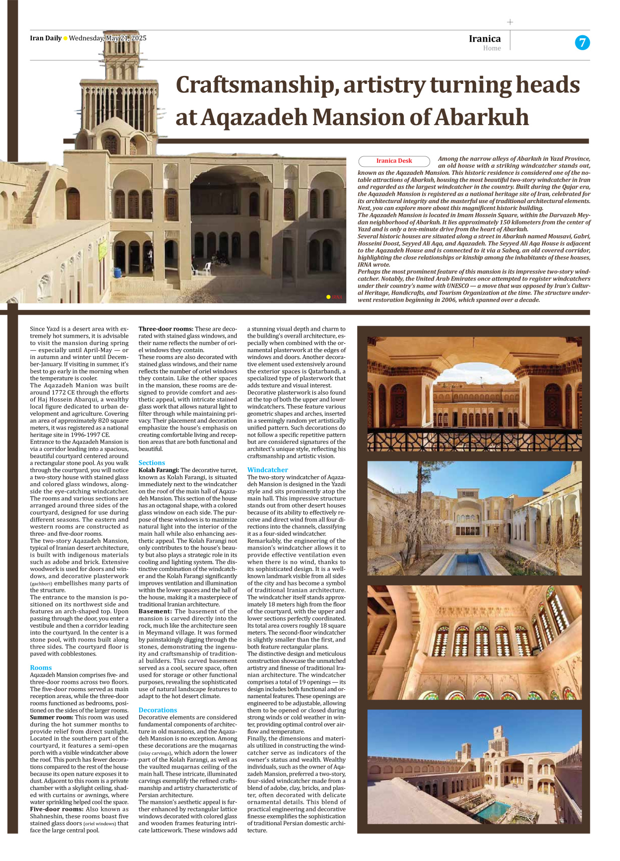Iran Daily - Number Seven Thousand Eight Hundred and Thirty Seven - 21 May 2025 - Page 7