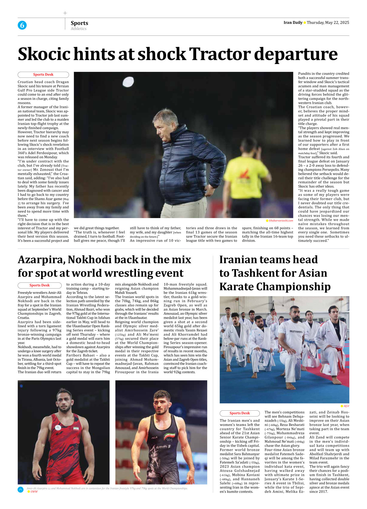 Iran Daily - Number Seven Thousand Eight Hundred and Thirty Eight - 22 May 2025 - Page 6