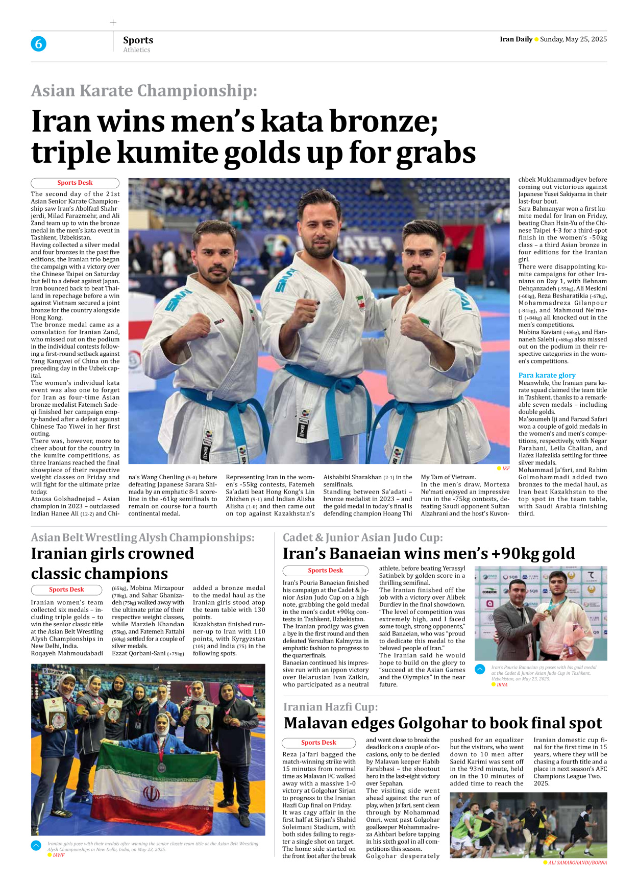 Iran Daily - Number Seven Thousand Eight Hundred and Forty - 25 May 2025 - Page 6
