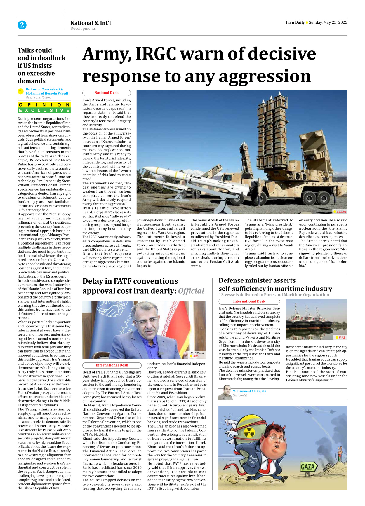 Iran Daily - Number Seven Thousand Eight Hundred and Forty - 25 May 2025 - Page 2