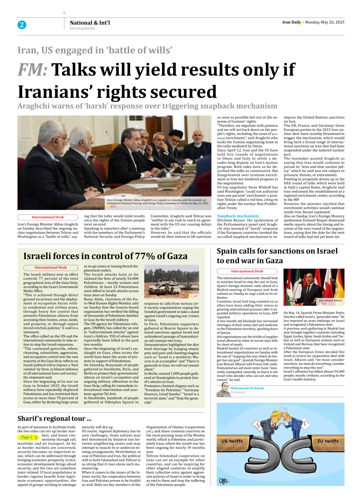 Iran Daily - Number Seven Thousand Eight Hundred and Forty One - 26 May 2025 - Page 2
