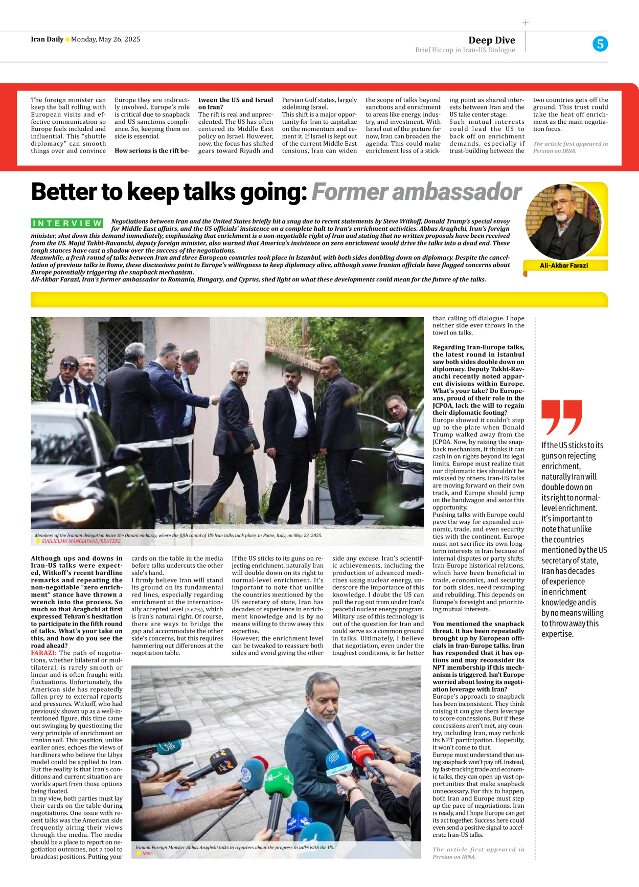 Iran Daily - Number Seven Thousand Eight Hundred and Forty One - 26 May 2025 - Page 5