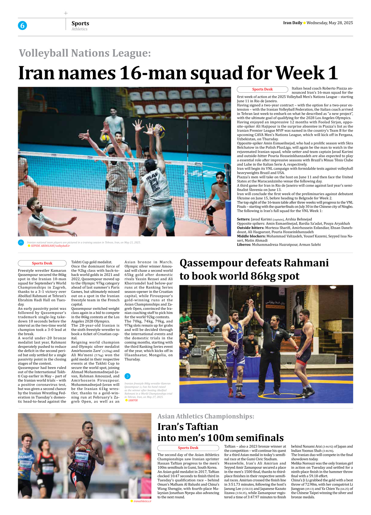 Iran Daily - Number Seven Thousand Eight Hundred and Forty Three - 28 May 2025 - Page 6