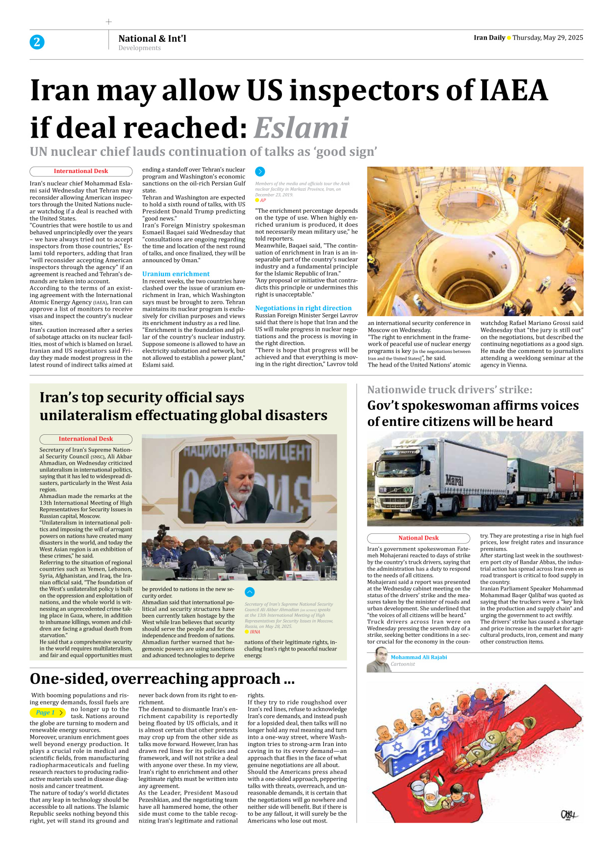 Iran Daily - Number Seven Thousand Eight Hundred and Forty Four - 29 May 2025 - Page 2