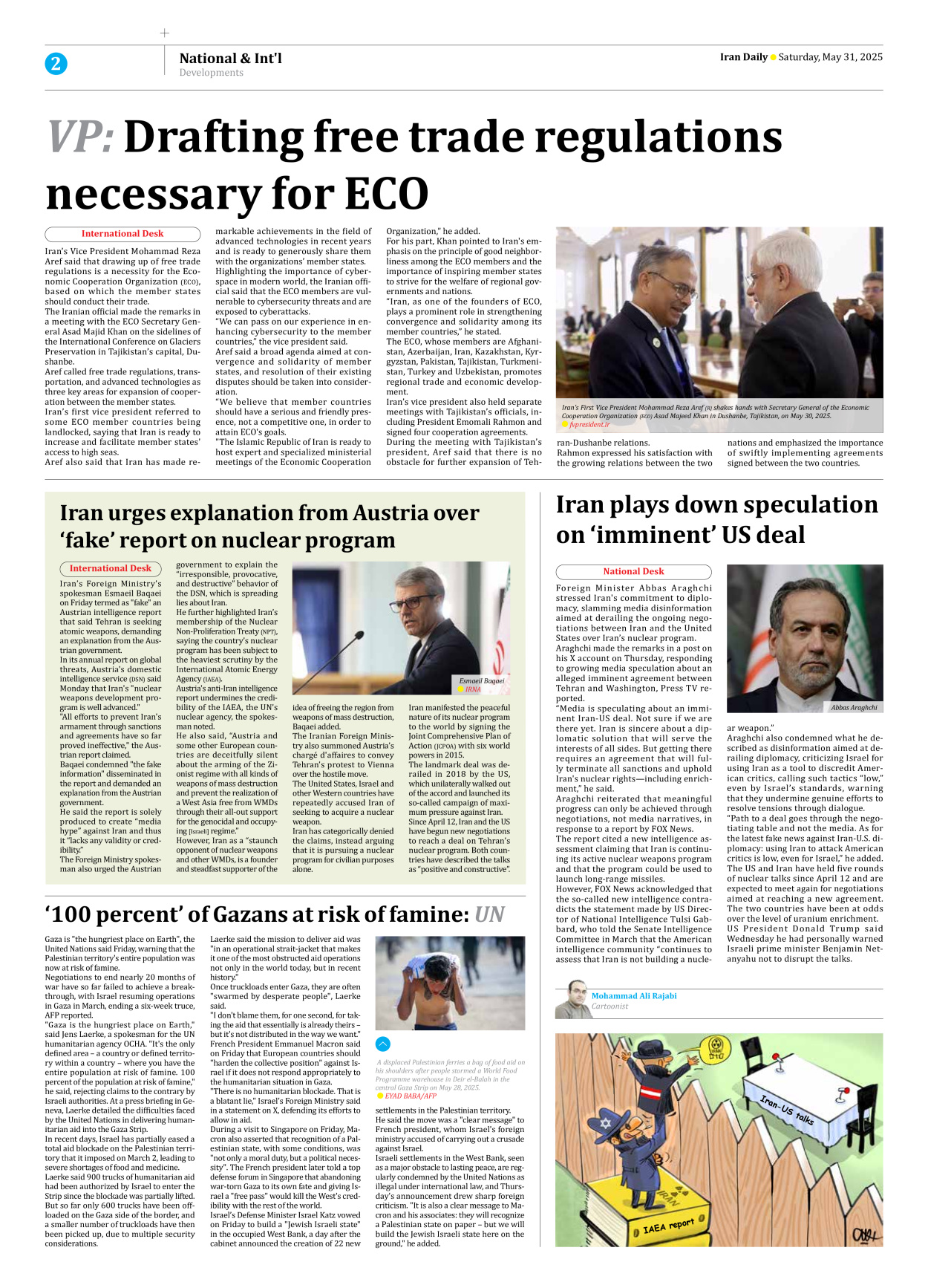 Iran Daily - Number Seven Thousand Eight Hundred and Forty Five - 31 May 2025 - Page 2