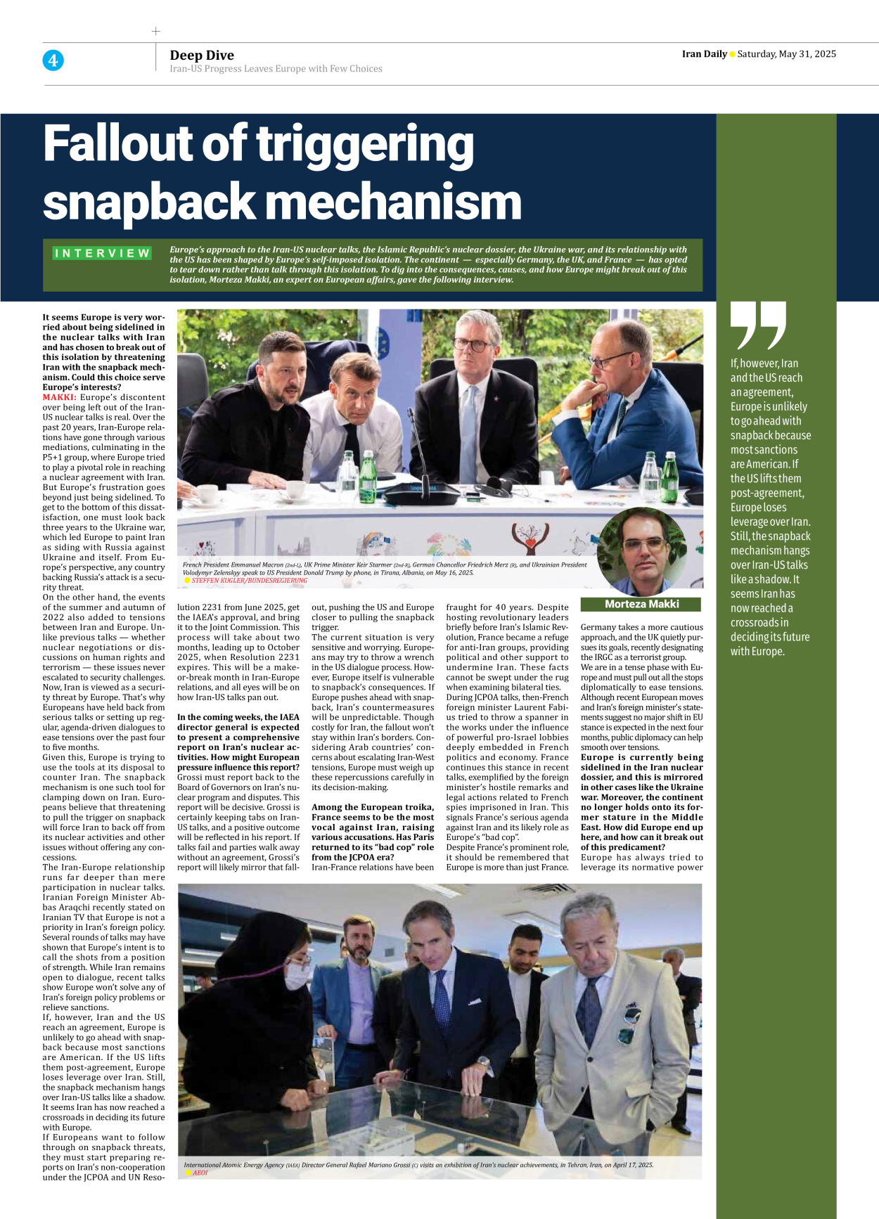 Iran Daily - Number Seven Thousand Eight Hundred and Forty Five - 31 May 2025 - Page 4