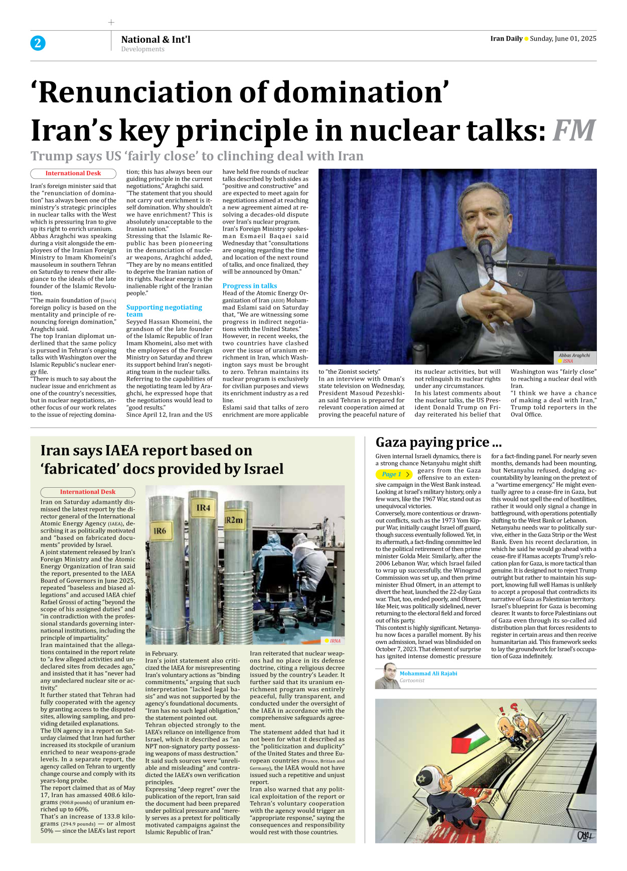 Iran Daily - Number Seven Thousand Eight Hundred and Forty Six - 01 June 2025 - Page 2