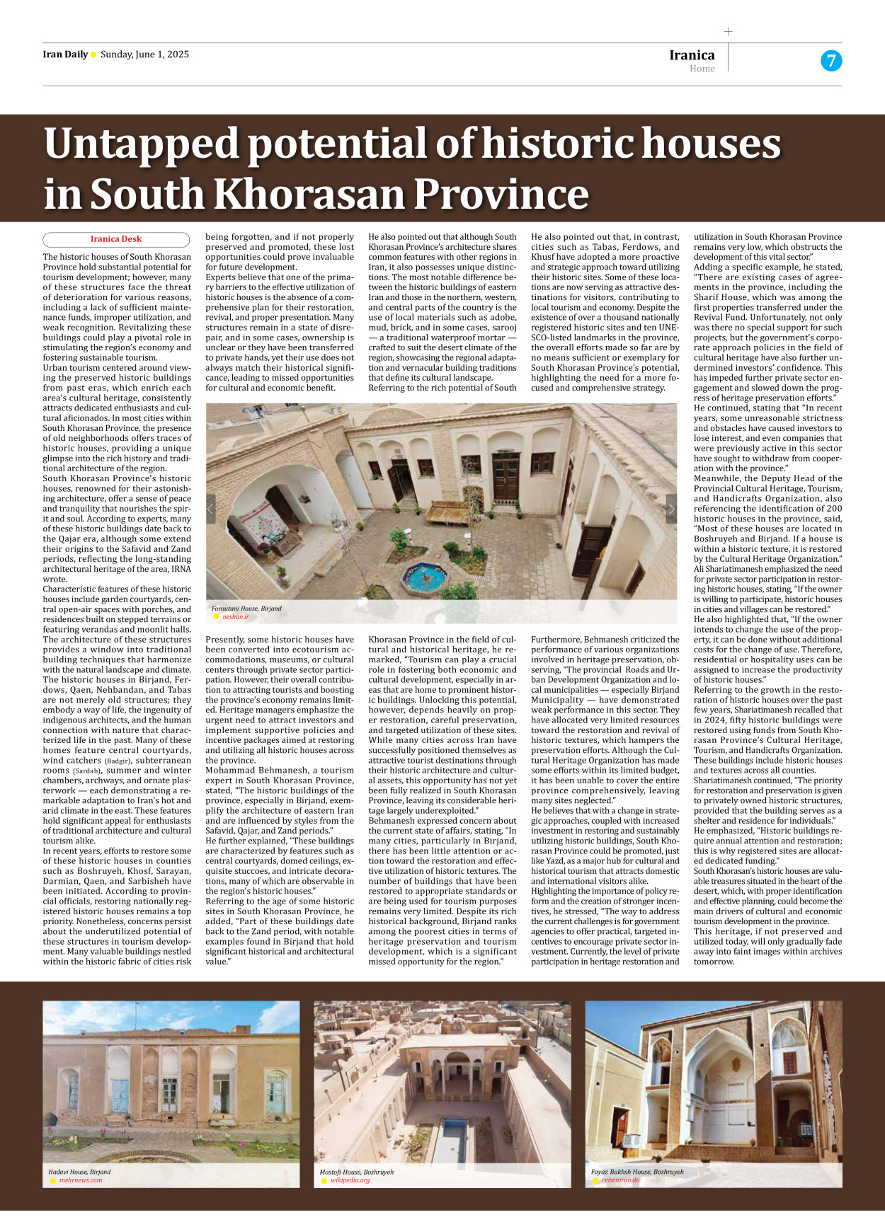 Iran Daily - Number Seven Thousand Eight Hundred and Forty Six - 01 June 2025 - Page 7
