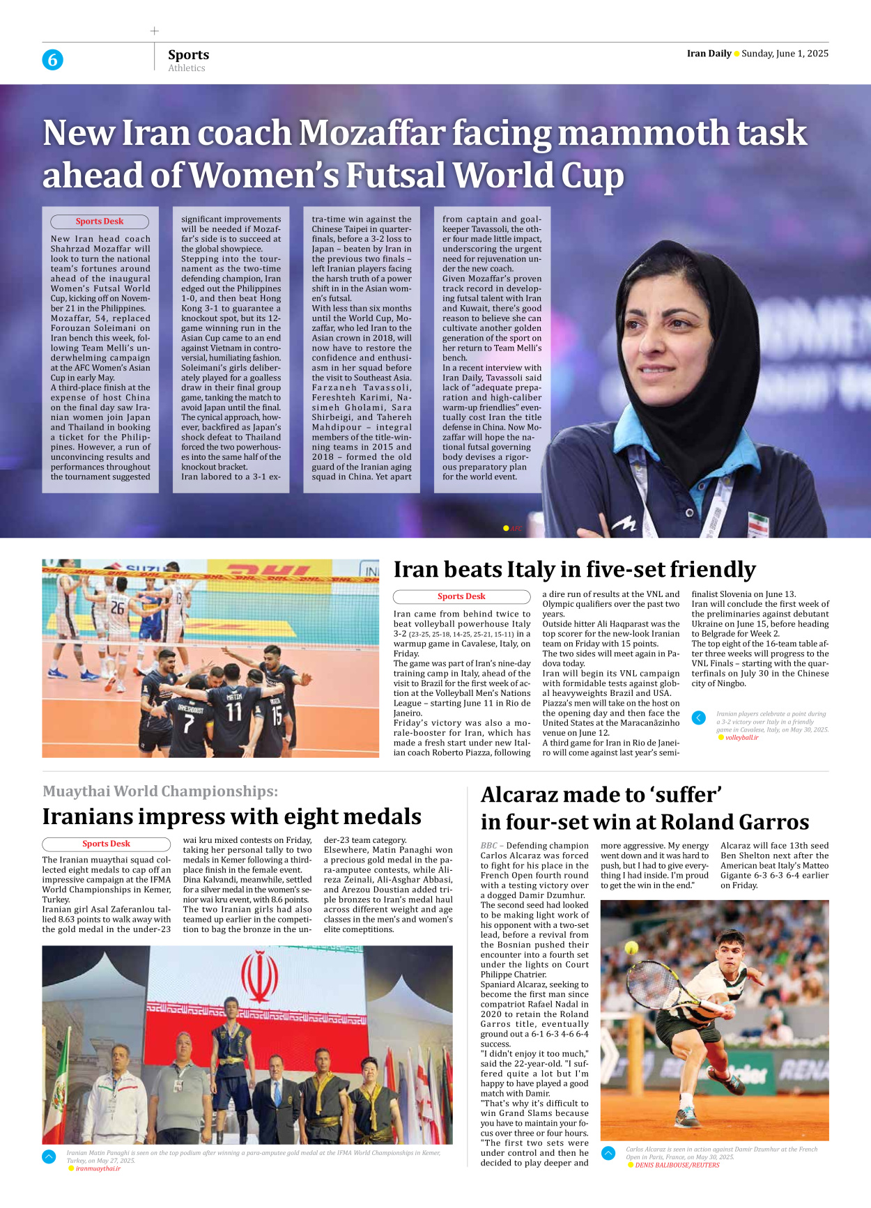 Iran Daily - Number Seven Thousand Eight Hundred and Forty Six - 01 June 2025 - Page 6