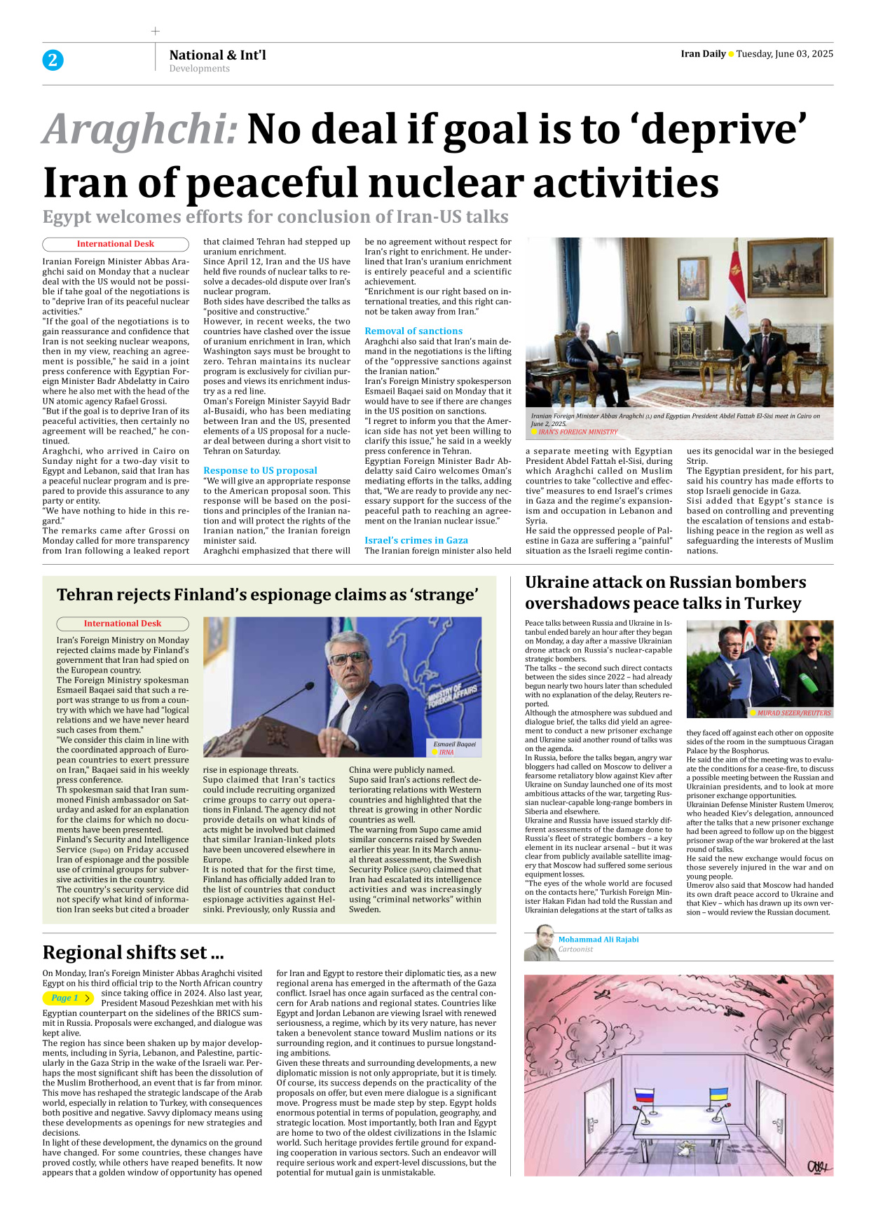 Iran Daily - Number Seven Thousand Eight Hundred and Forty Eight - 03 June 2025 - Page 2