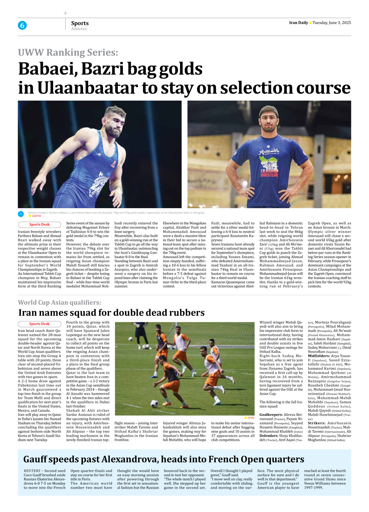 Iran Daily - Number Seven Thousand Eight Hundred and Forty Eight - 03 June 2025 - Page 6