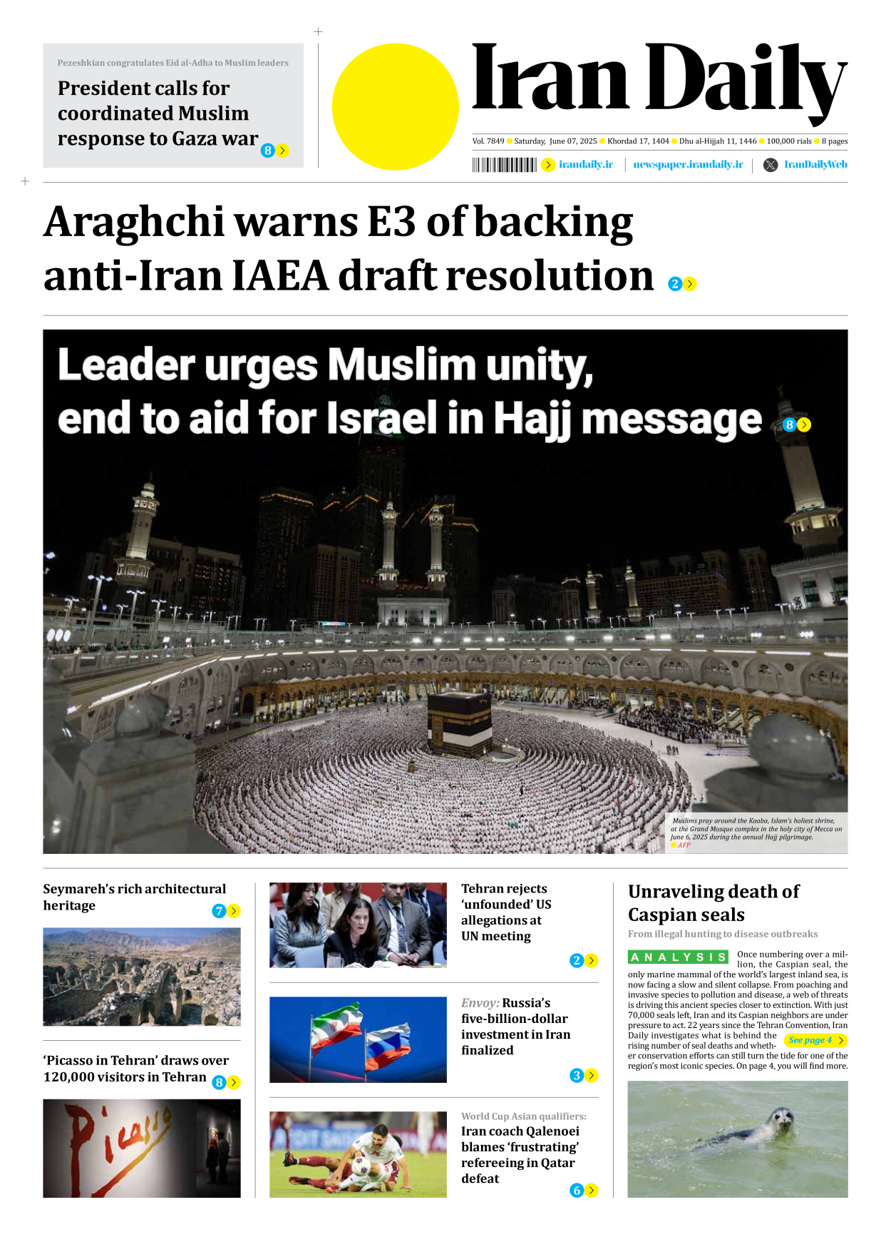 Iran Daily - Number Seven Thousand Eight Hundred and Forty Nine - 07 June 2025