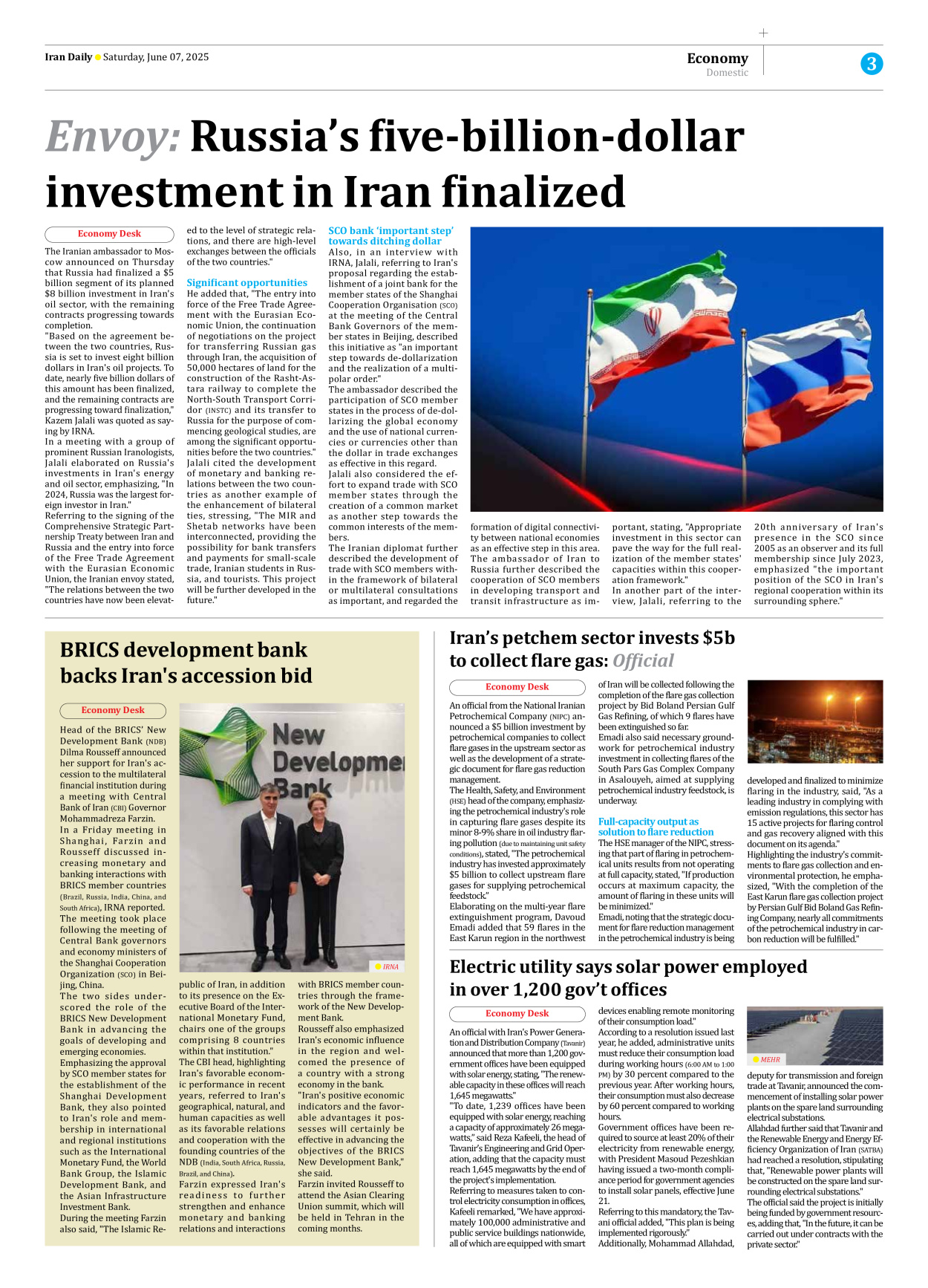 Iran Daily - Number Seven Thousand Eight Hundred and Forty Nine - 07 June 2025 - Page 3