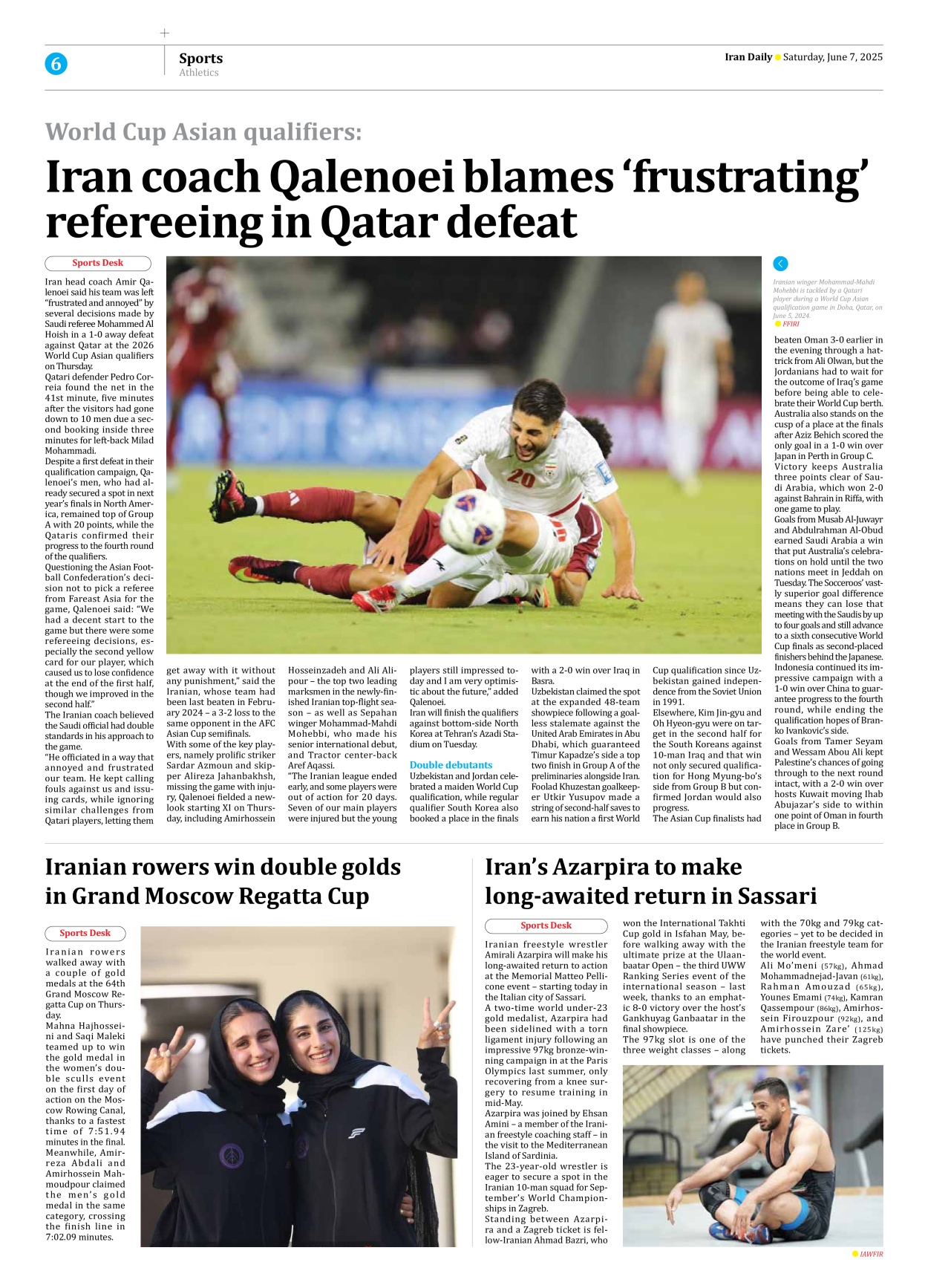 Iran Daily - Number Seven Thousand Eight Hundred and Forty Nine - 07 June 2025 - Page 6