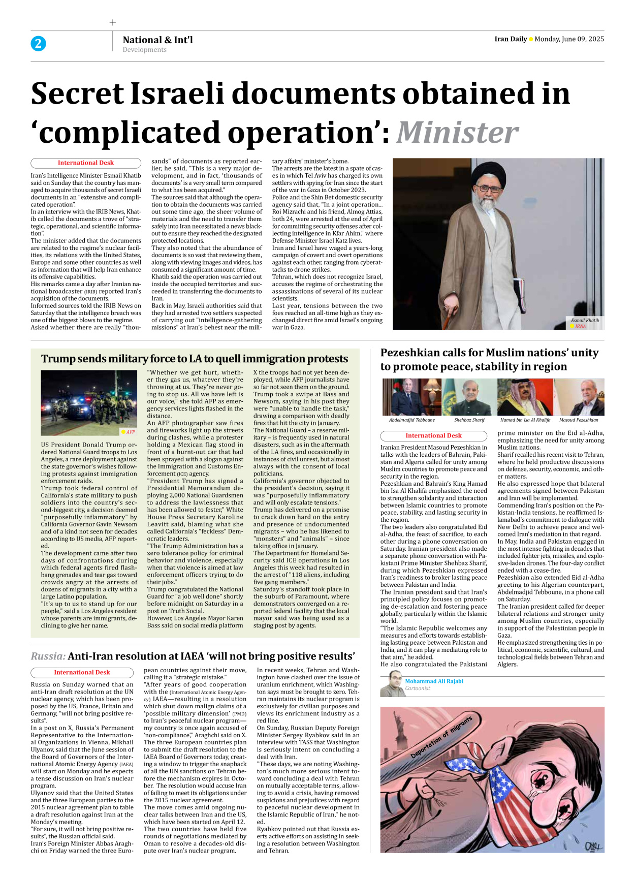 Iran Daily - Number Seven Thousand Eight Hundred and Fifty One - 09 June 2025 - Page 2
