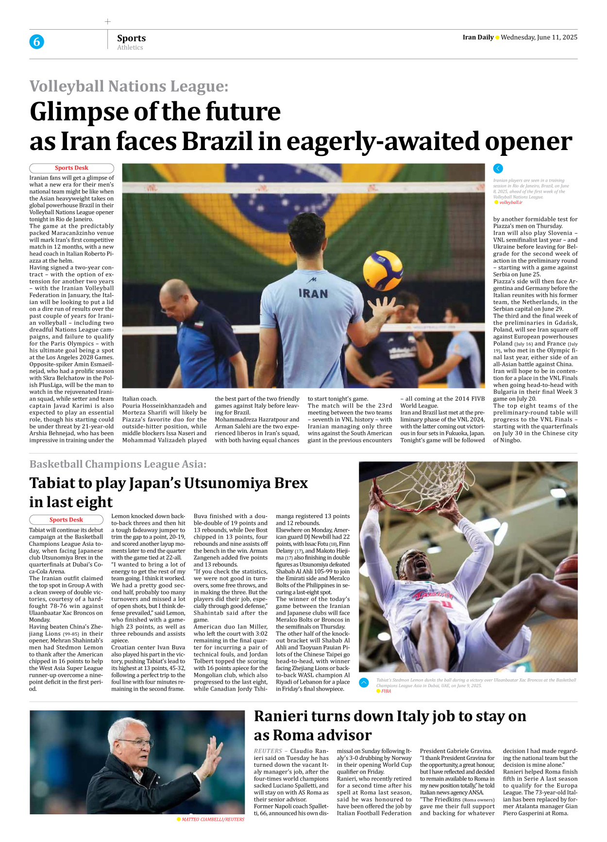 Iran Daily - Number Seven Thousand Eight Hundred and Fifty Three - 11 June 2025 - Page 6