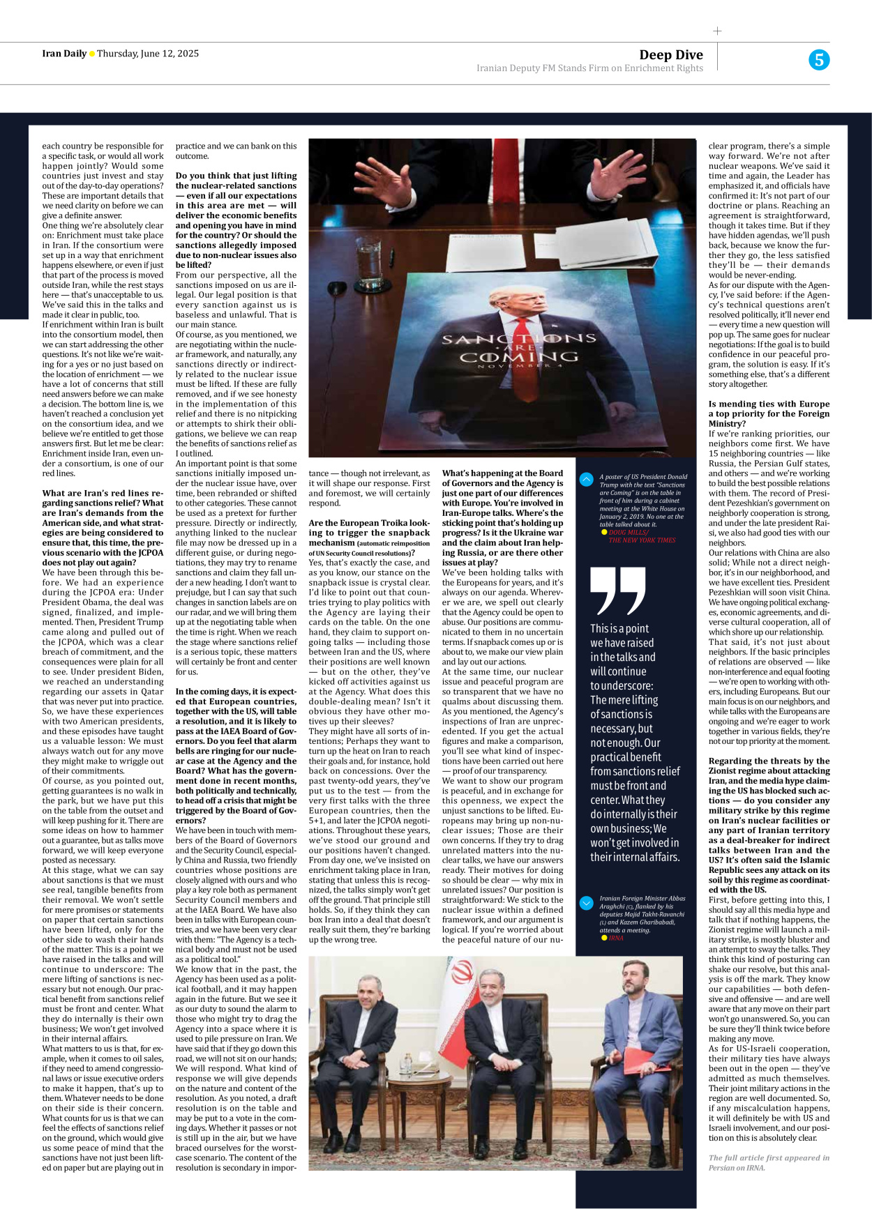 Iran Daily - Number Seven Thousand Eight Hundred and Fifty Four - 12 June 2025 - Page 5