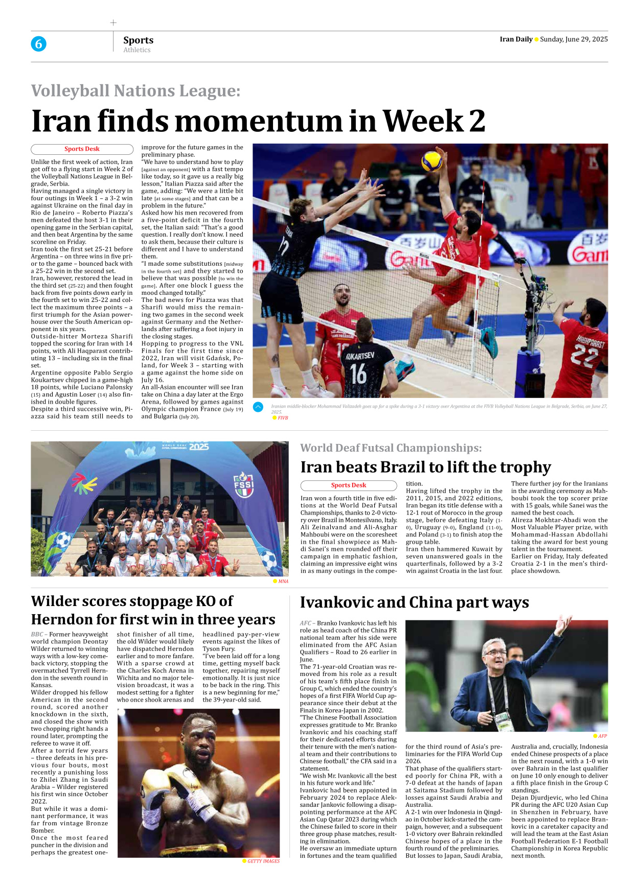 Iran Daily - Number Seven Thousand Eight Hundred and Sixty Seven - 29 June 2025 - Page 6