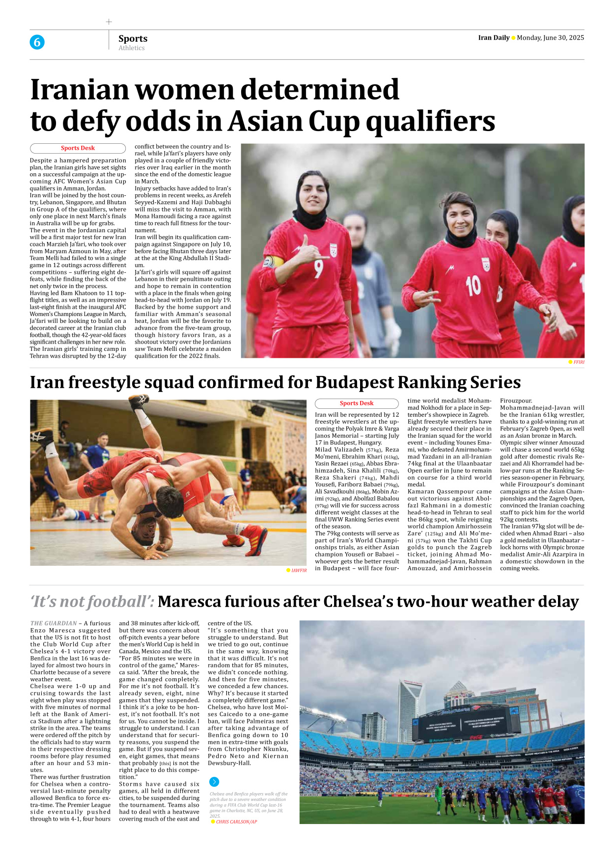 Iran Daily - Number Seven Thousand Eight Hundred and Sixty Eight - 30 June 2025 - Page 6