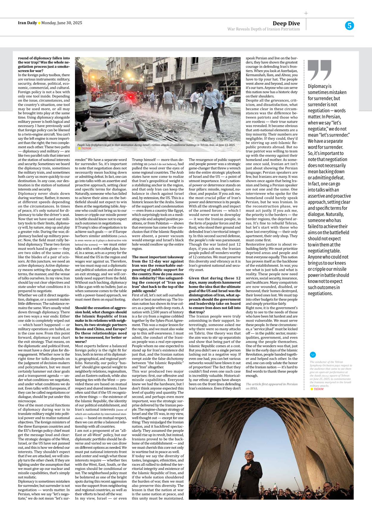 Iran Daily - Number Seven Thousand Eight Hundred and Sixty Eight - 30 June 2025 - Page 5