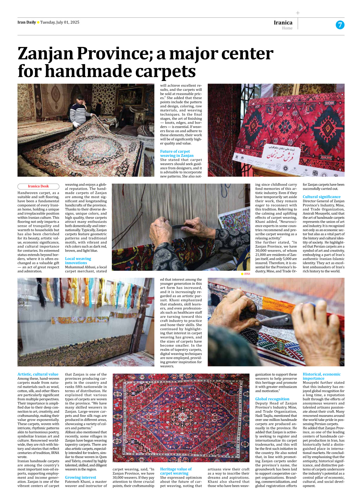 Iran Daily - Number Seven Thousand Eight Hundred and Sixty Nine - 01 July 2025 - Page 7