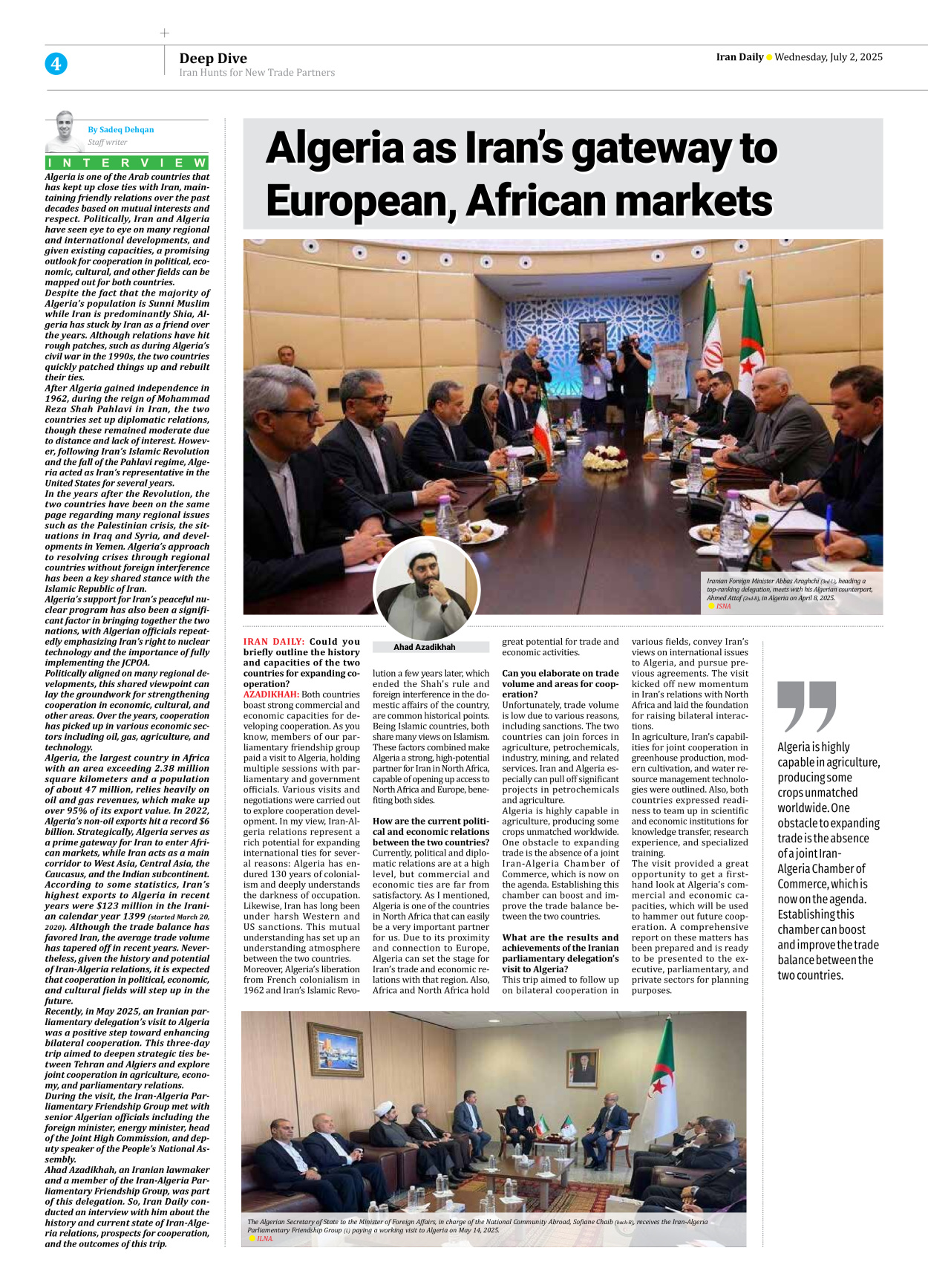 Iran Daily - Number Seven Thousand Eight Hundred and Seventy - 02 July 2025 - Page 4