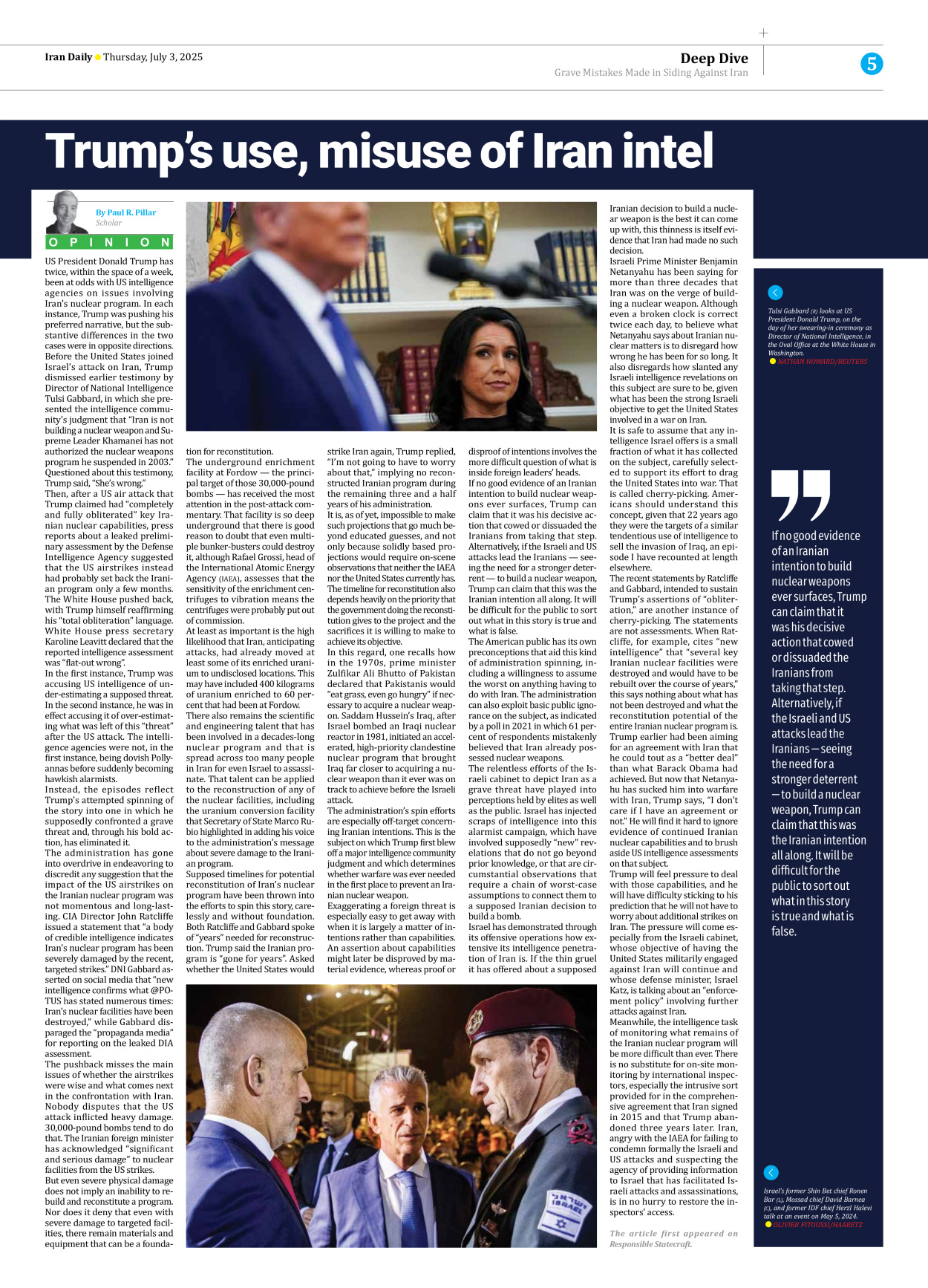 Iran Daily - Number Seven Thousand Eight Hundred and Seventy One - 03 July 2025 - Page 5