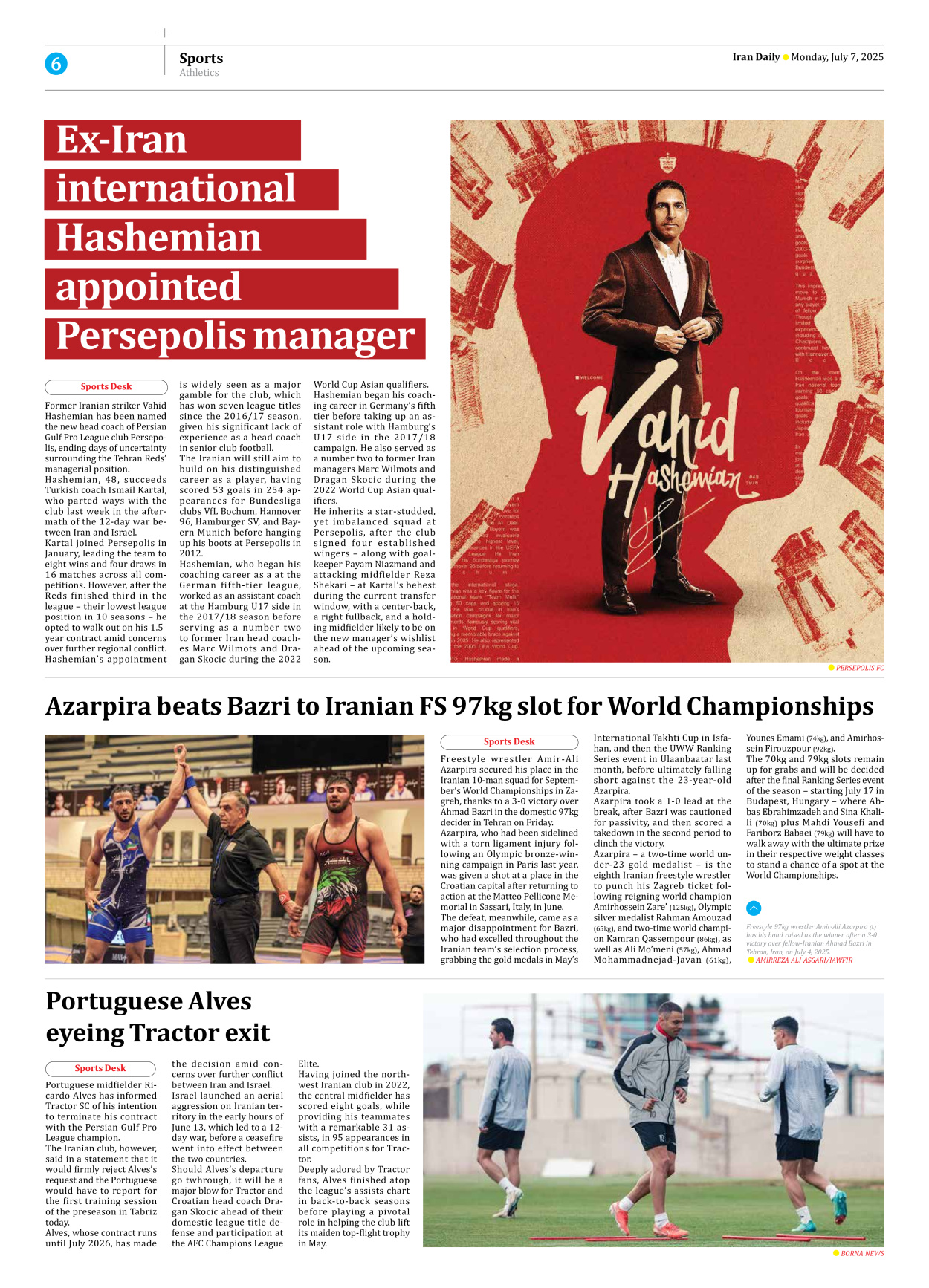 Iran Daily - Number Seven Thousand Eight Hundred and Seventy Two - 07 July 2025 - Page 6