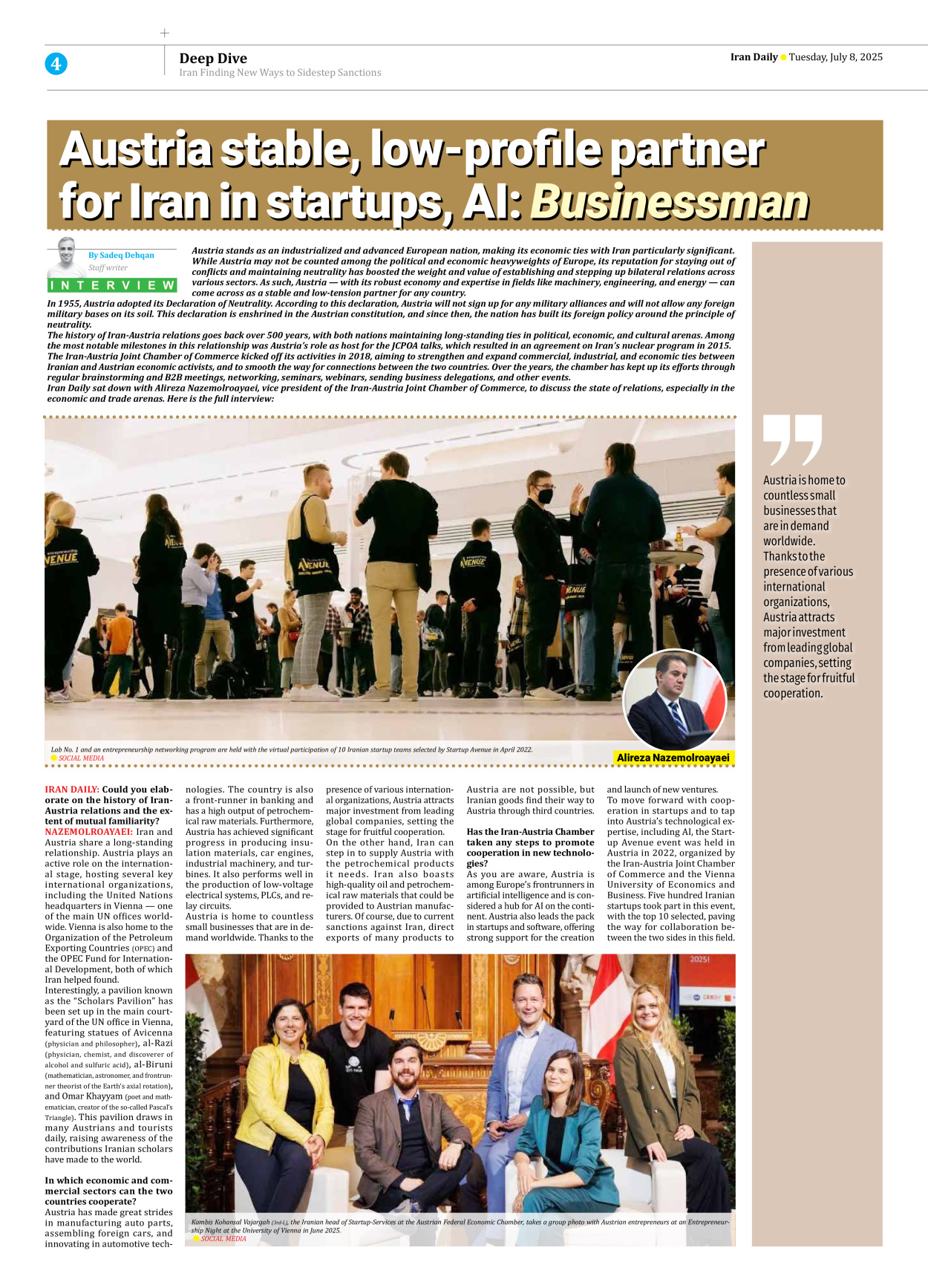 Iran Daily - Number Seven Thousand Eight Hundred and Seventy Three - 08 July 2025 - Page 4