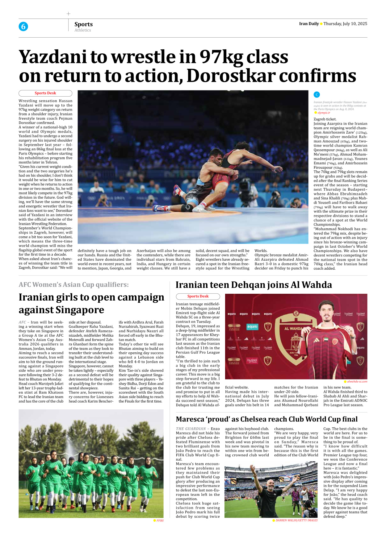 Iran Daily - Number Seven Thousand Eight Hundred and Seventy Five - 10 July 2025 - Page 6
