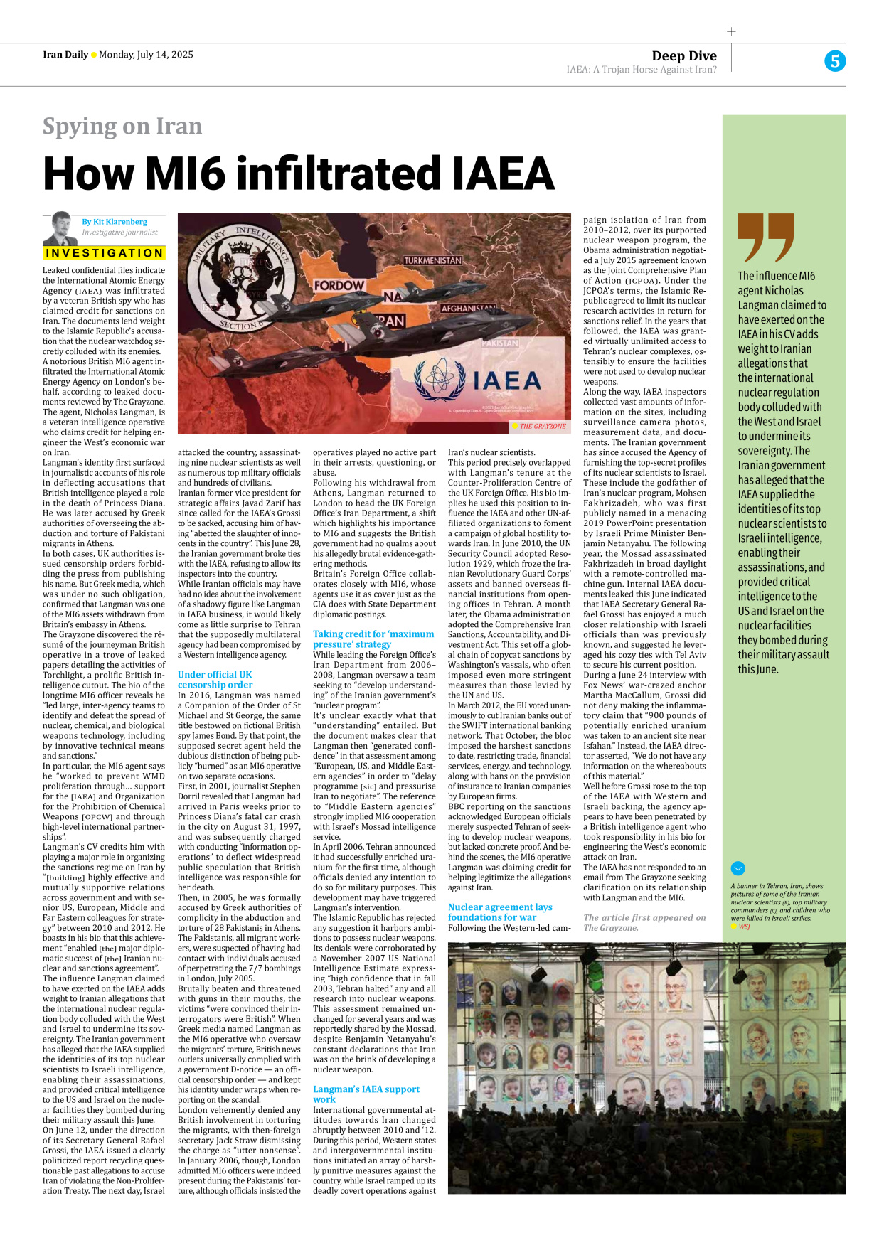 Iran Daily - Number Seven Thousand Eight Hundred and Seventy Eight - 14 July 2025 - Page 5