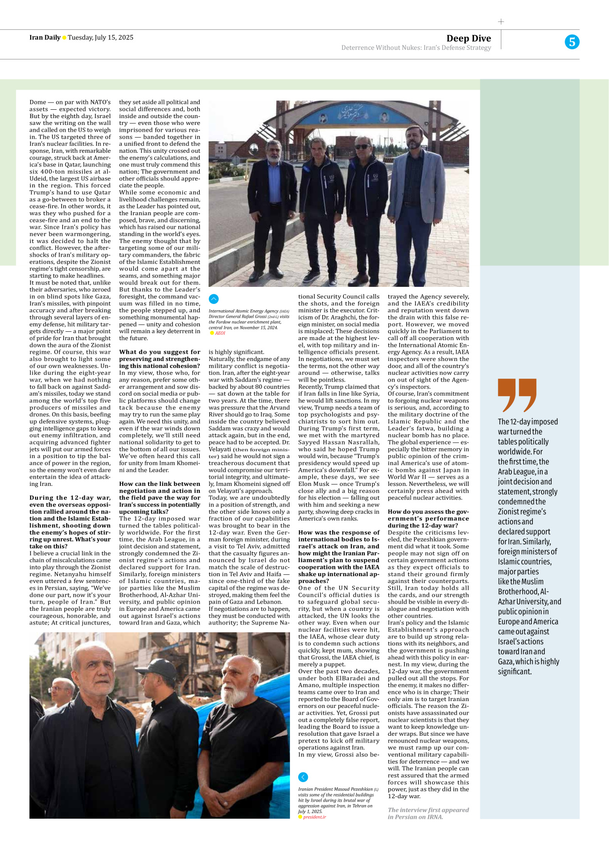 Iran Daily - Number Seven Thousand Eight Hundred and Seventy Nine - 15 July 2025 - Page 5