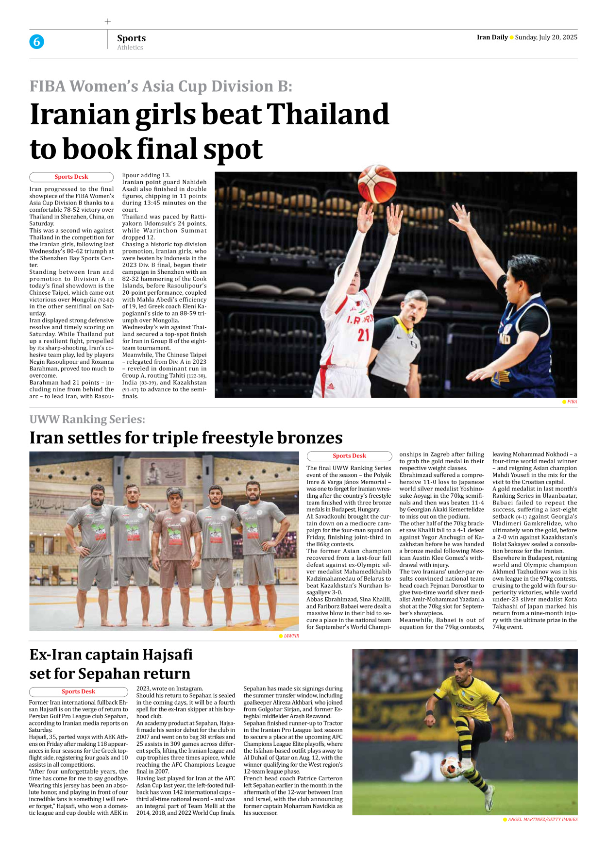 Iran Daily - Number Seven Thousand Eight Hundred and Eighty Three - 20 July 2025 - Page 6