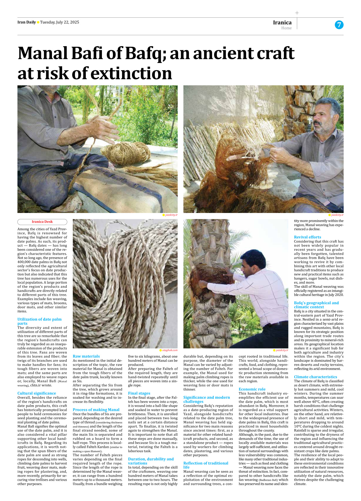 Iran Daily - Number Seven Thousand Eight Hundred and Eighty Five - 22 July 2025 - Page 7
